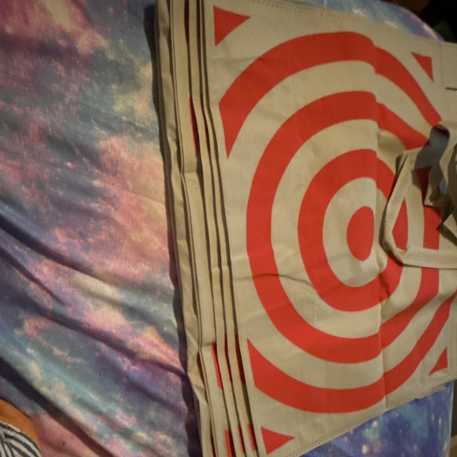 RediBagUSA Reusable Shopping Tote Bag Large Gray/Red Target Bullseye 15x13x8 in