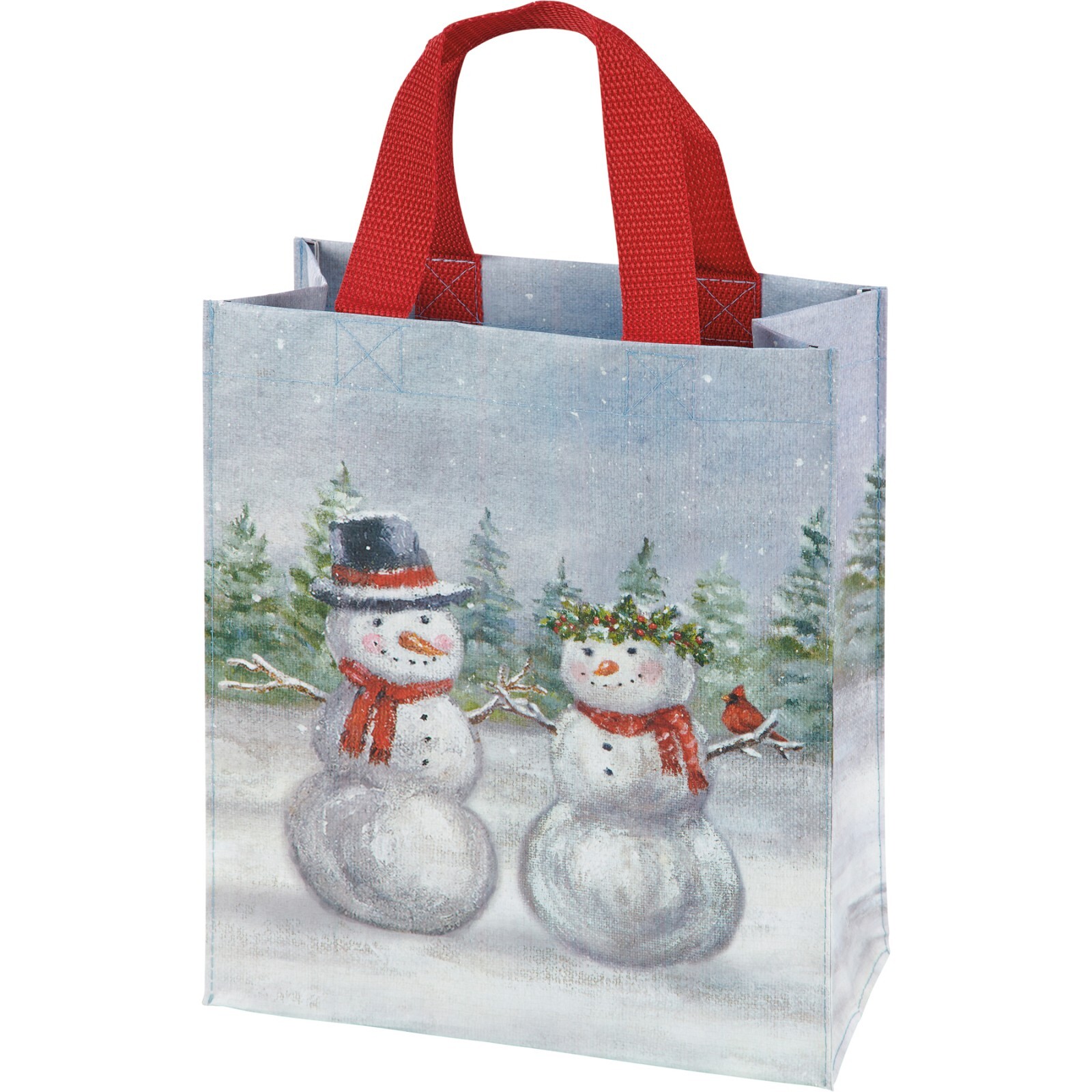 Double Sided Reusable Daily Tote or Gift Bag – Winter Snowman Friends NEW
