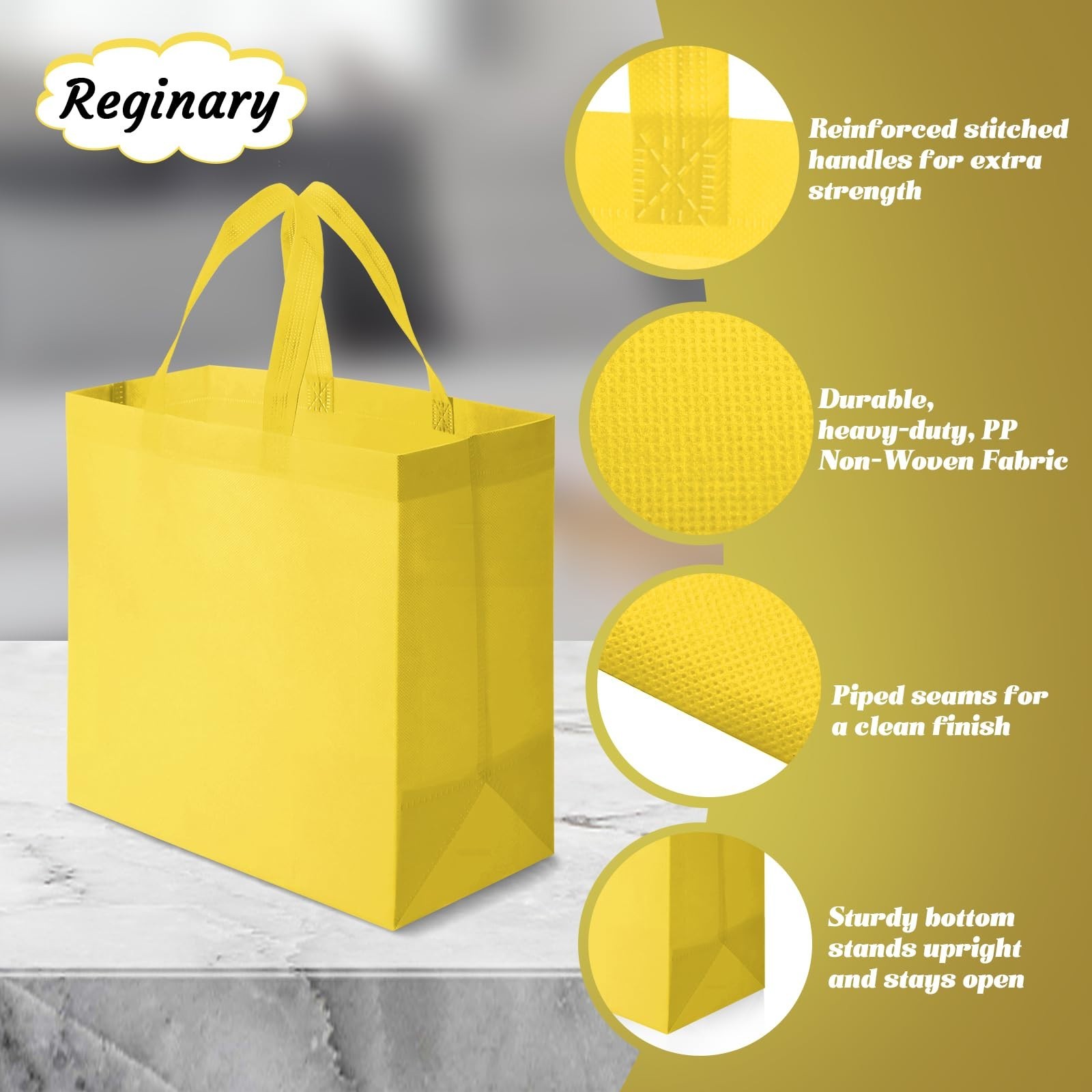 100 PCS Reusable Tote Bags – Non-Woven Grocery Shopping Bags for Events & Retail