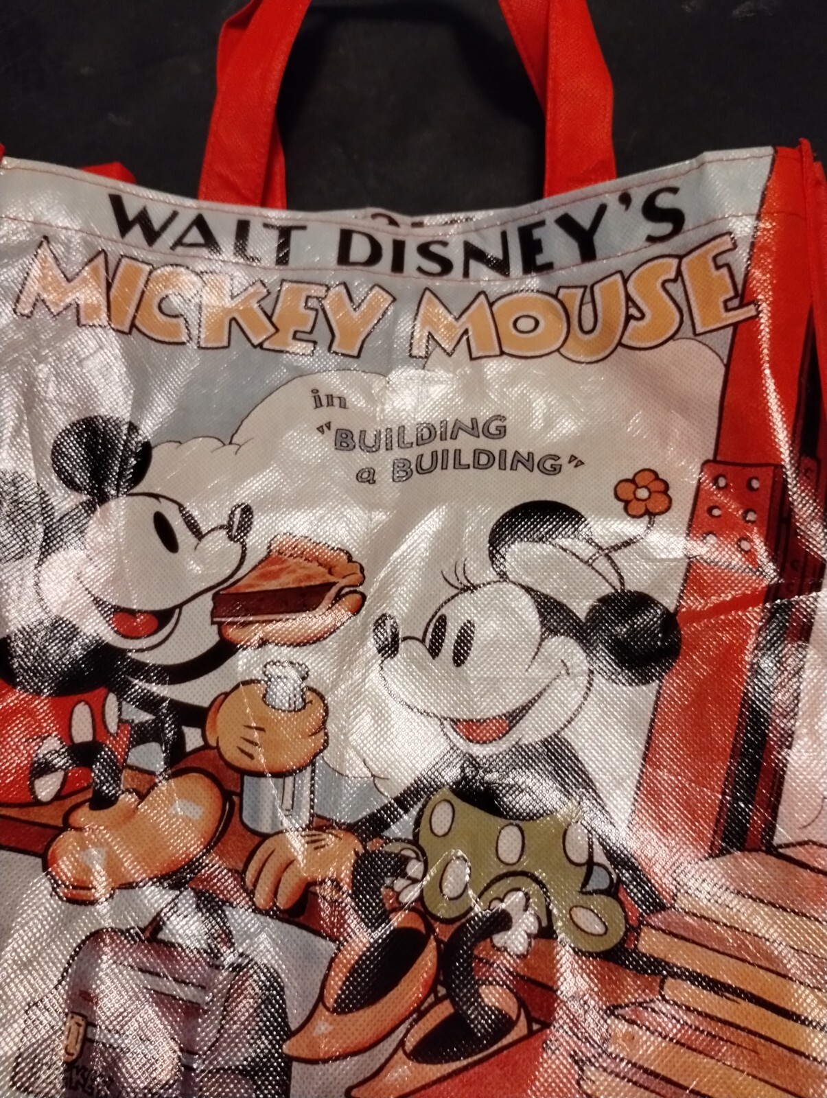 Walt Disney’s Mickey Mouse “Building a Building” Reusable Tote Bags, 13x13x6-in.