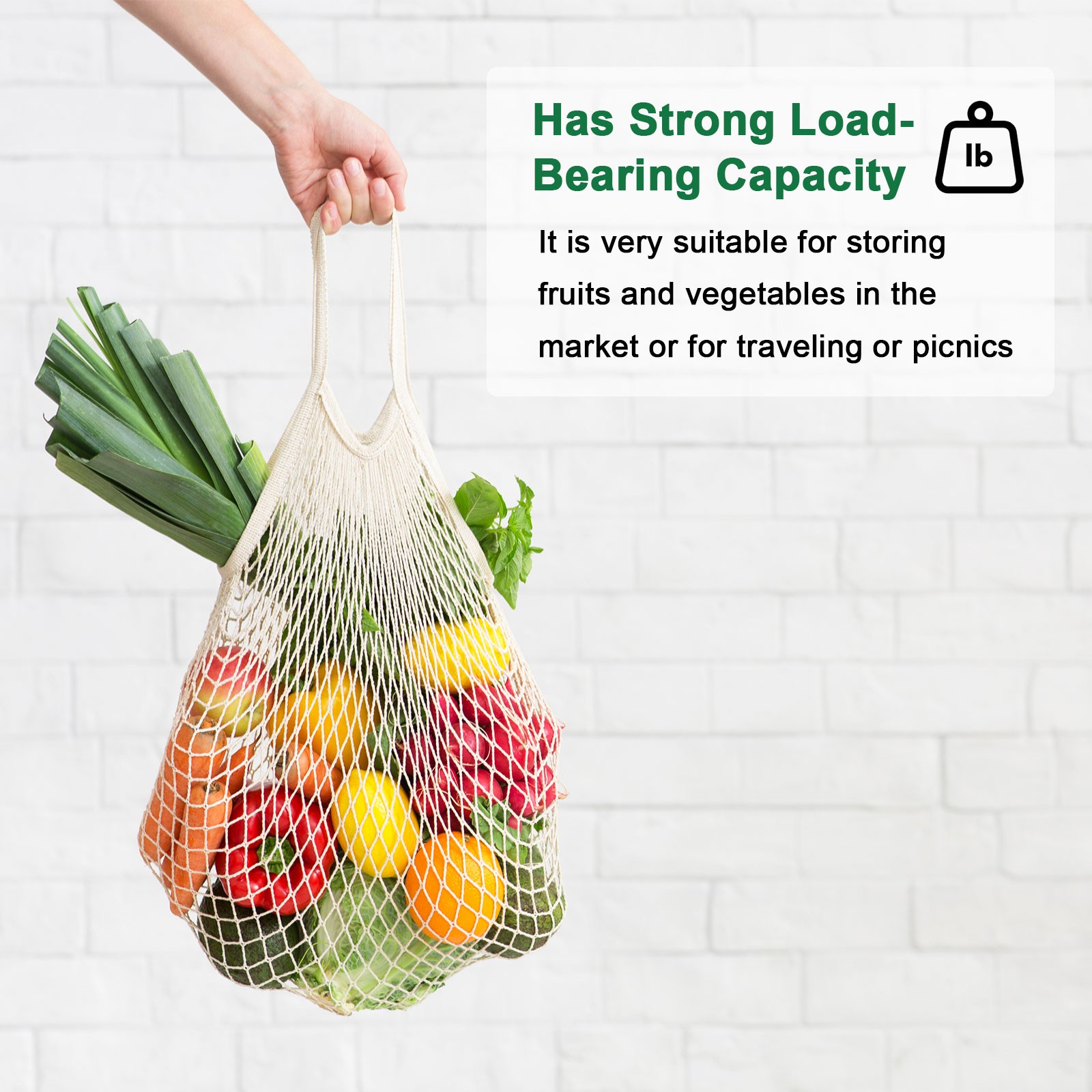 2-Pack Reusable Mesh Net String Grocery Bags [Rose Red,Long&Short Handle]