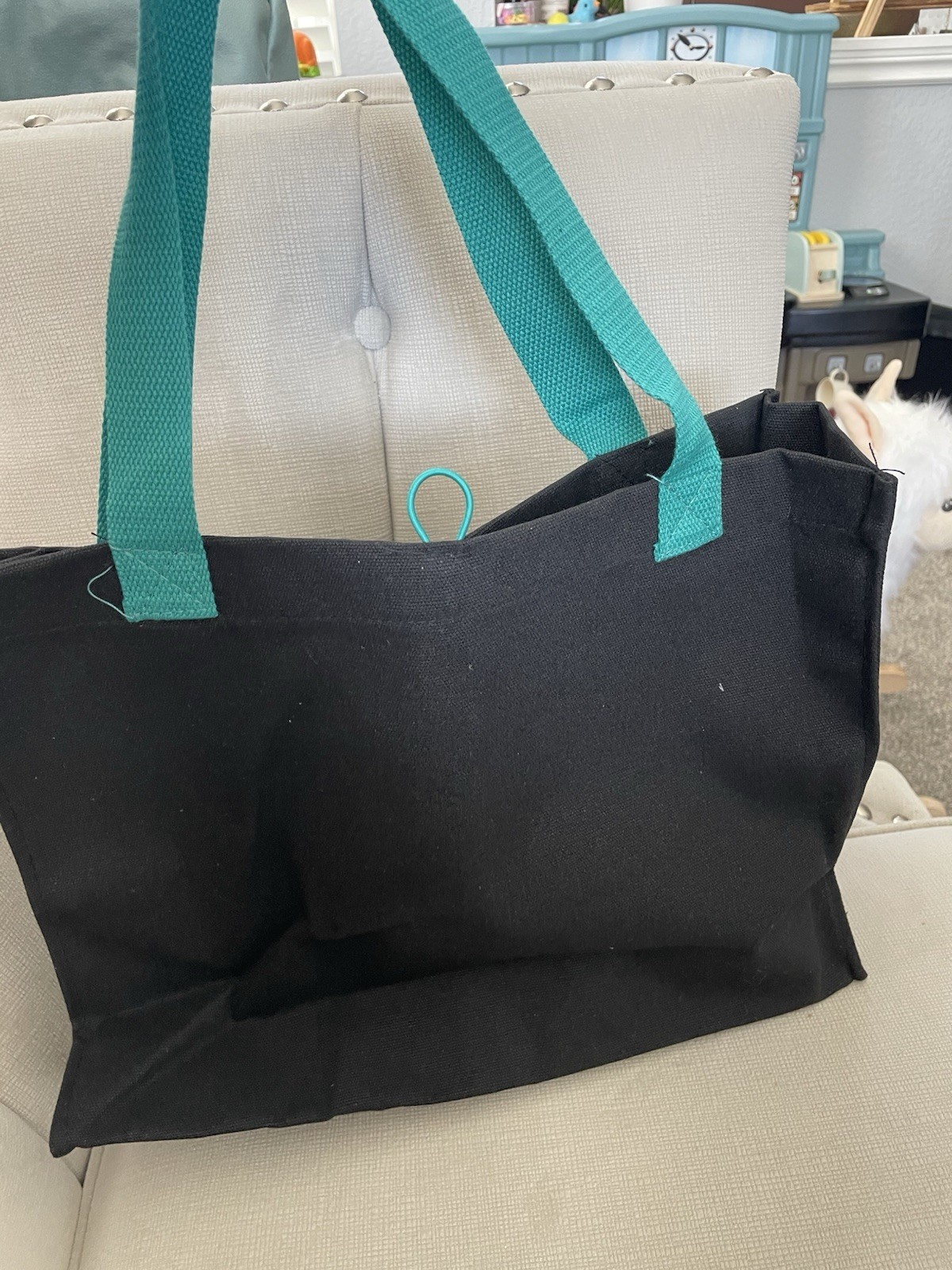 Starbucks Reusable Tote Shopping Bag Black Green Straps Logo 18×12 in 15 cm