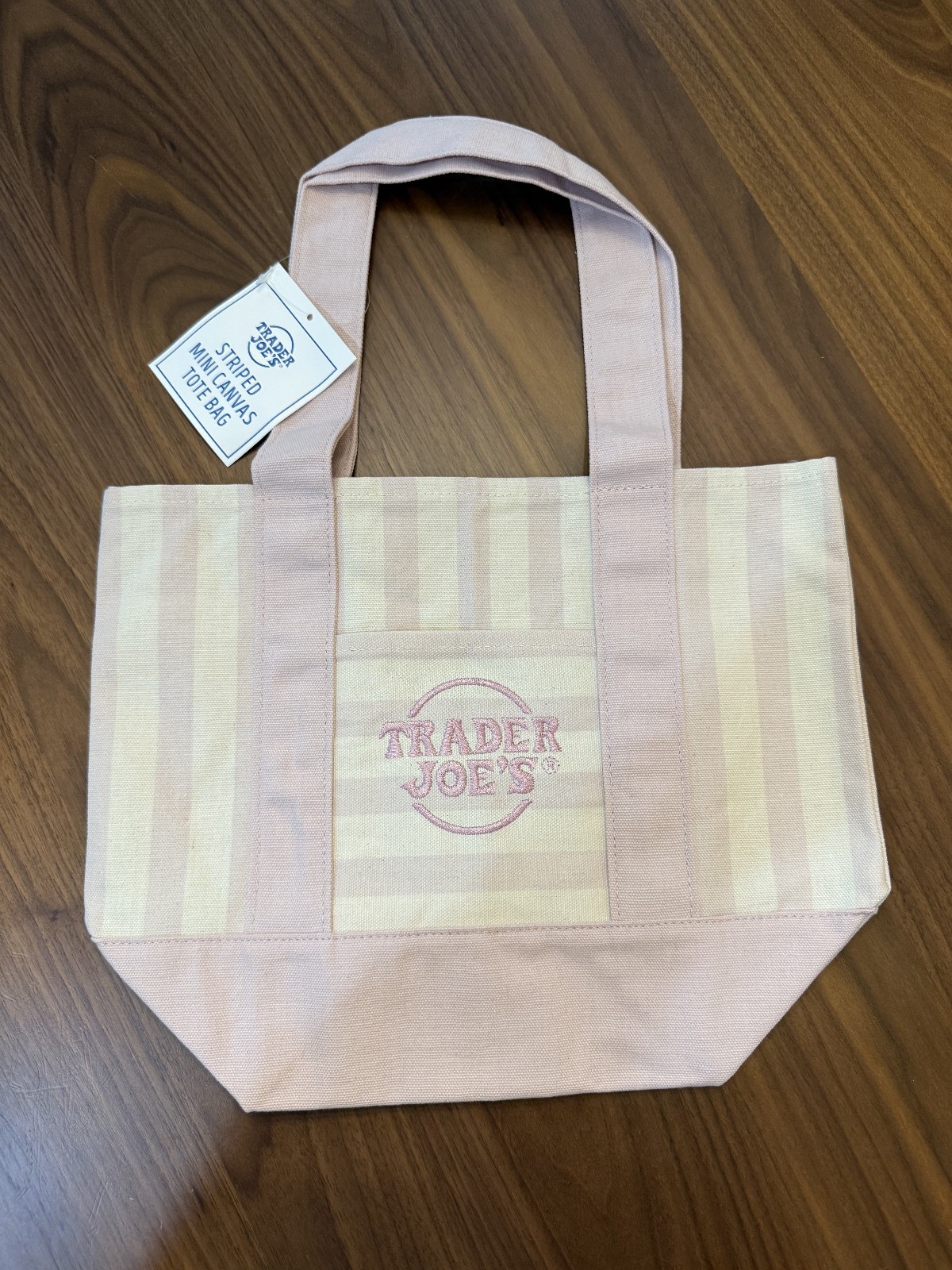 Trader Joe’s Limited Mini Canvas Pastel Striped Tote Bag 2026 Pink