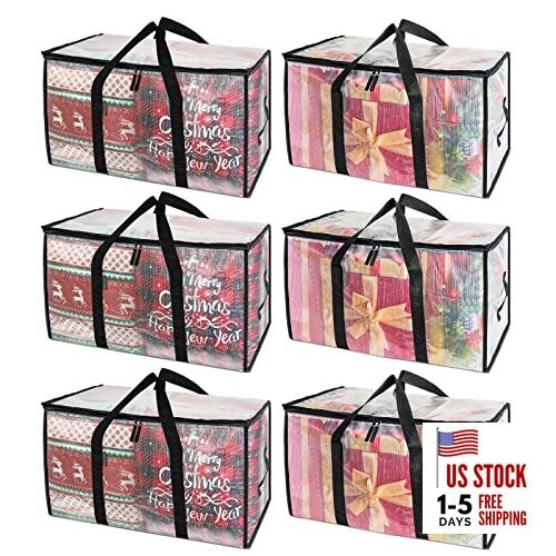 Oversized Moving Bags with Reinforced Handles, Heavy-Duty Storage 6-Pack Clear