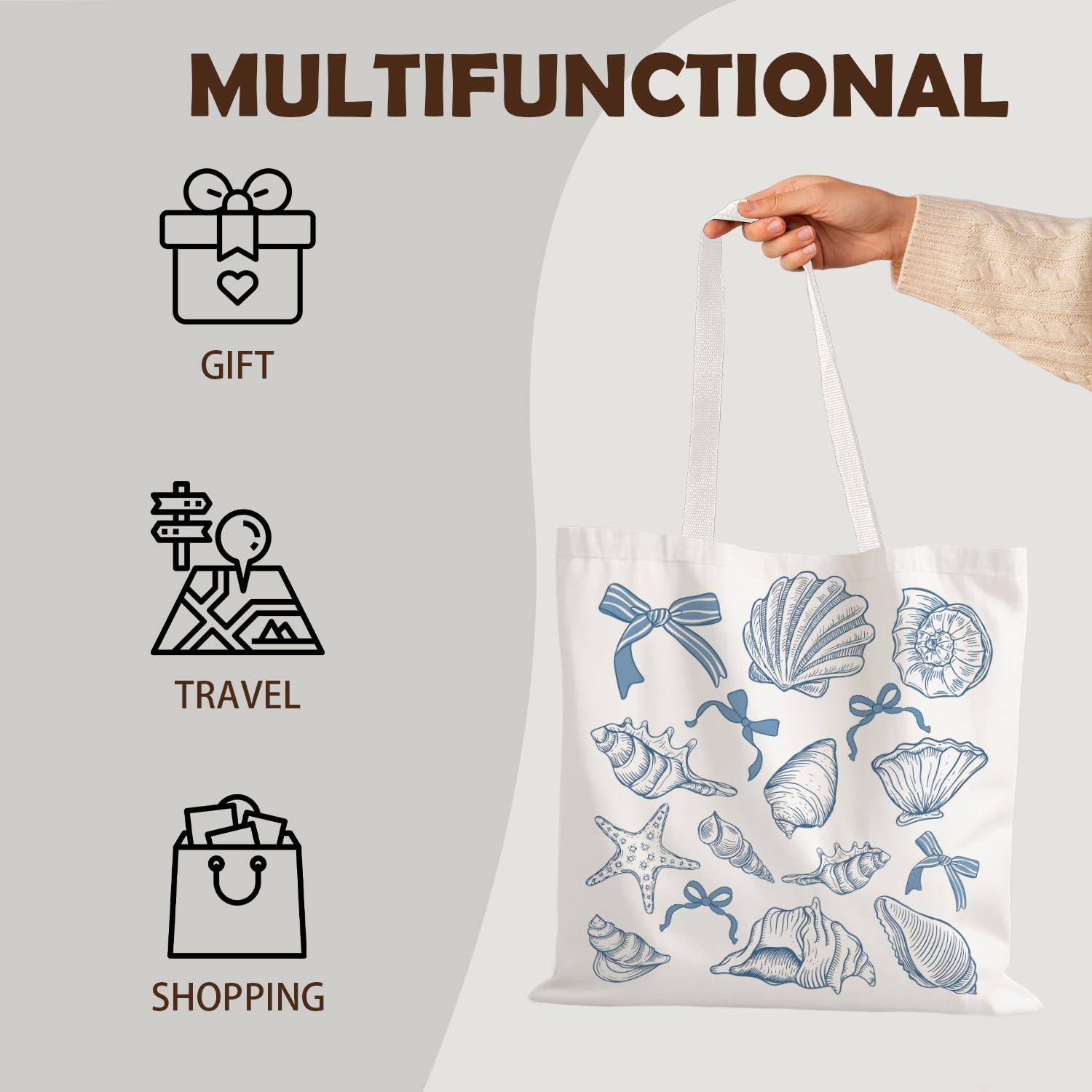 FBB Ocean Beachy Sea Fish Reusable Grocery Shopping Travel Handbag Tote Bag