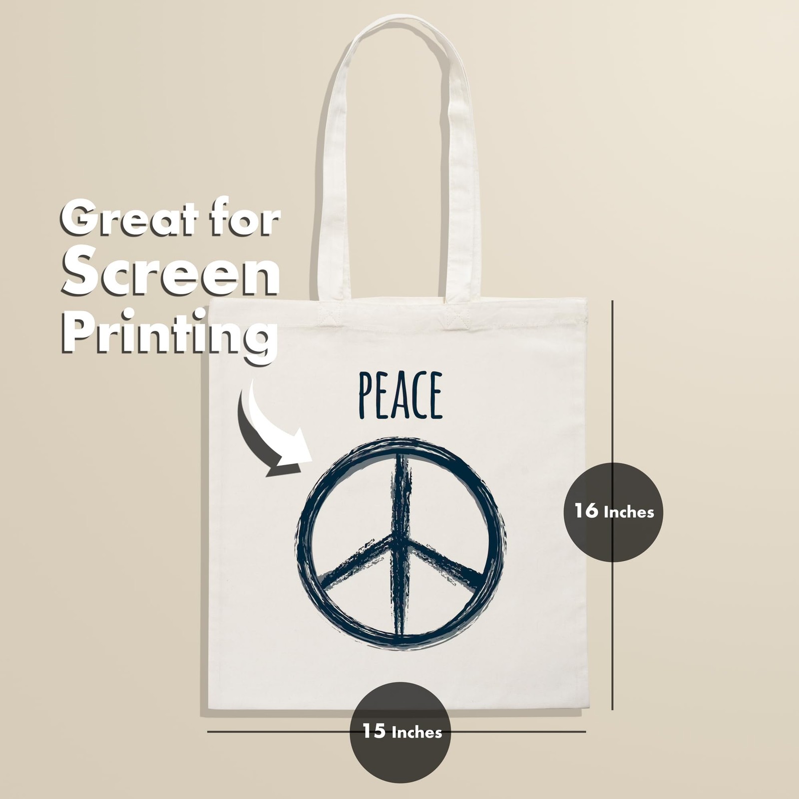 Carrywell (Not Made In China) Canvas Tote Bags 12-Pack, 15″x16″, Bulk Organic