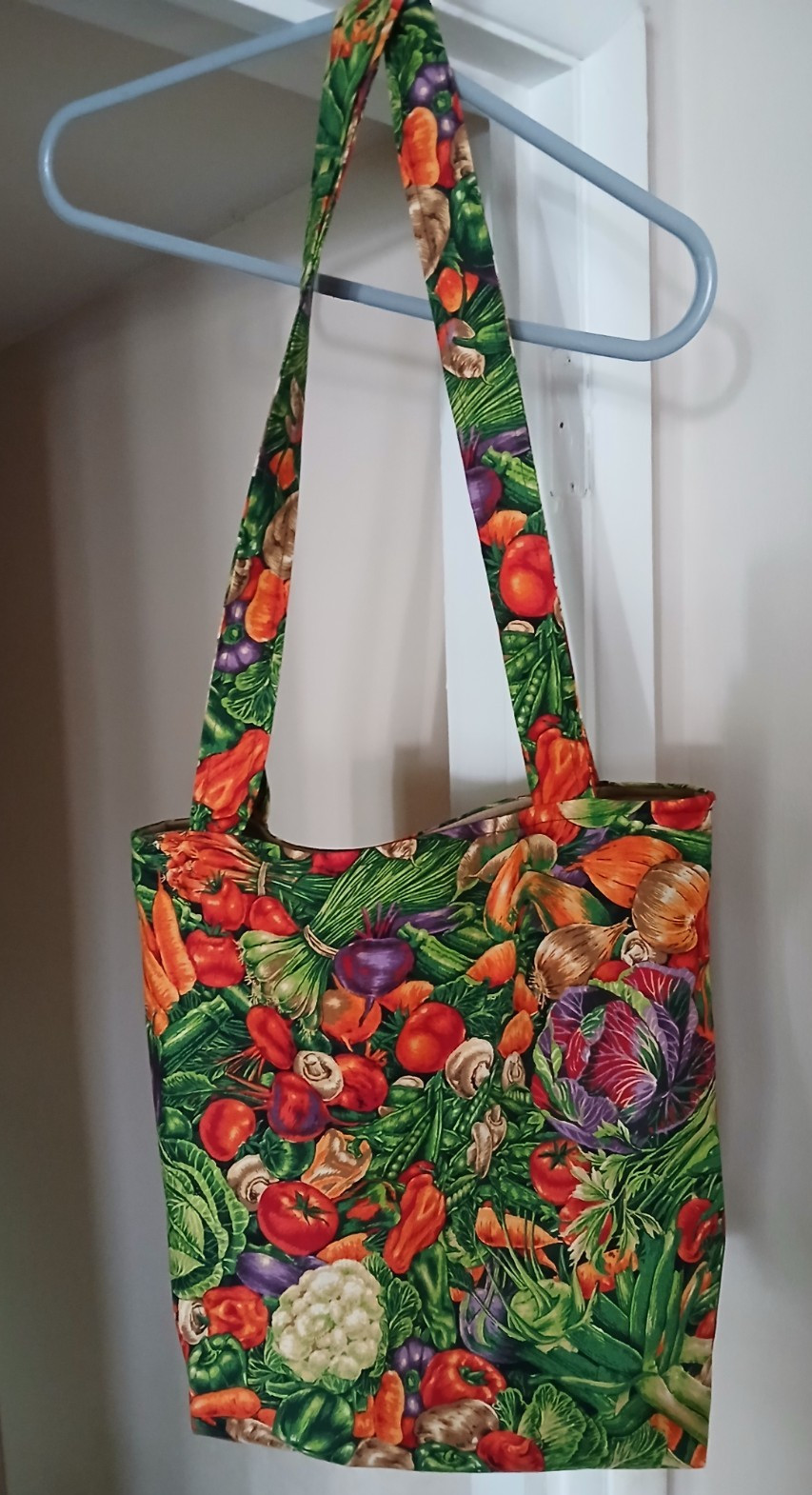 Vegetable Farmers Market Shopping Tote Bag – Handmade Lined with Inside Pockets