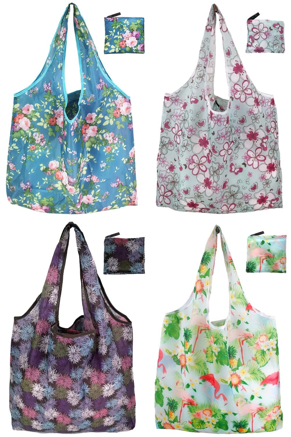 4 Pack 50Lbs Foldable Large Reusable Shopping Bags Washable Market Totes