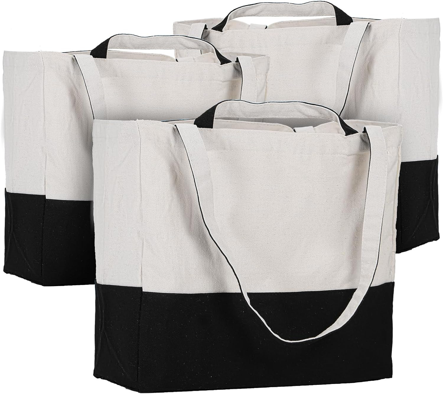 Canvas Tote Bag Reusable Grocery Bags with Long Shoulder Strap and Short Handle