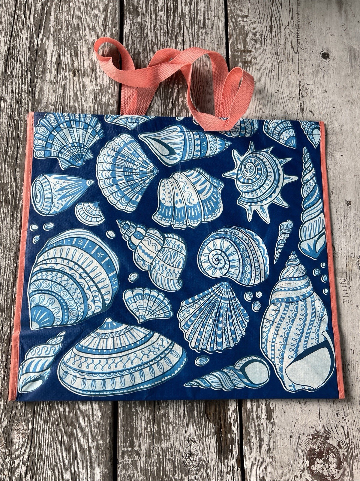 REUSABLE SHOPPING TRAVEL TOTE BAG SEASHELLS 🐚ECO FRIENDLY TJX NEW