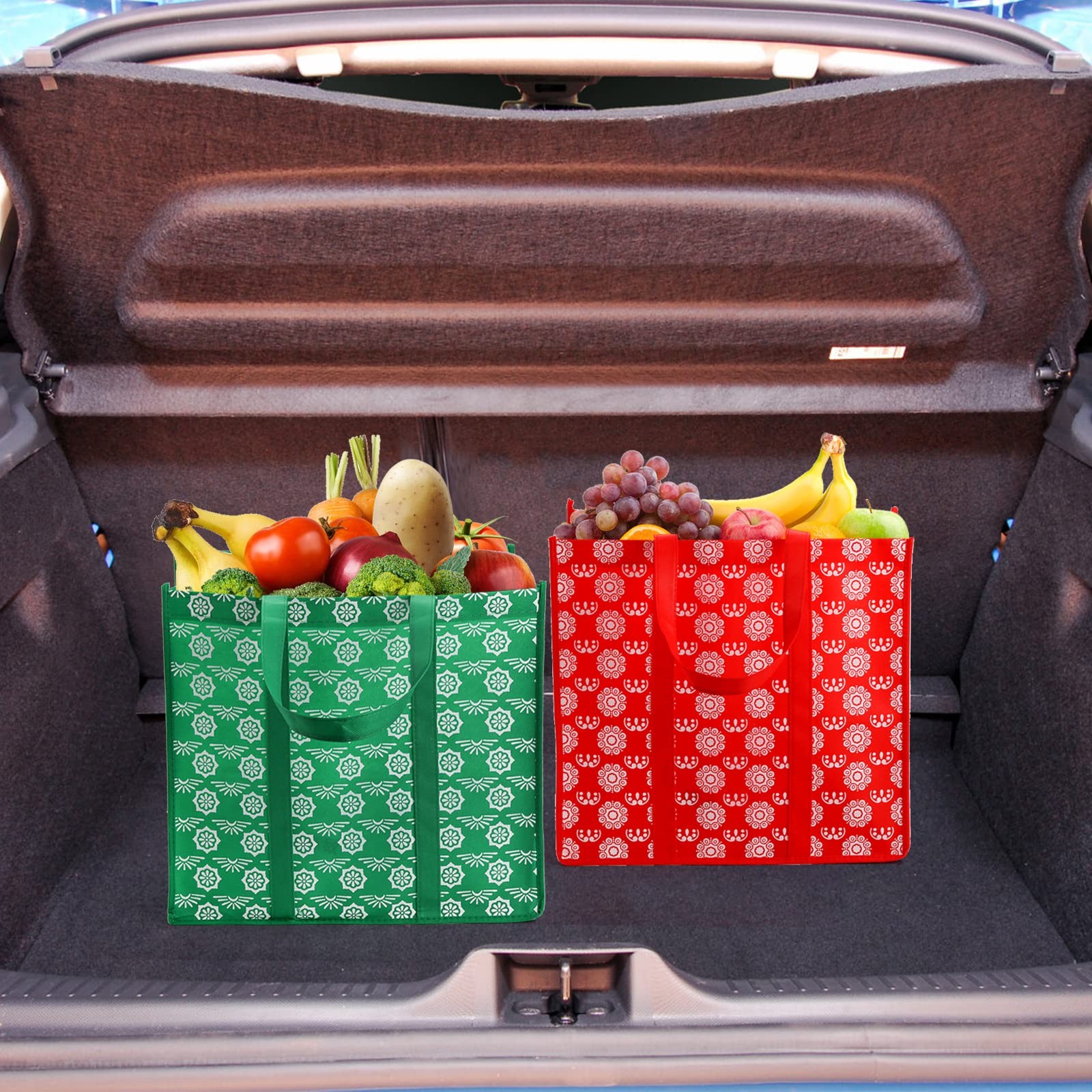 Large Foldable Shopping Tote Bags Reusable Grocery Clothes 6 Colors 12 Pack