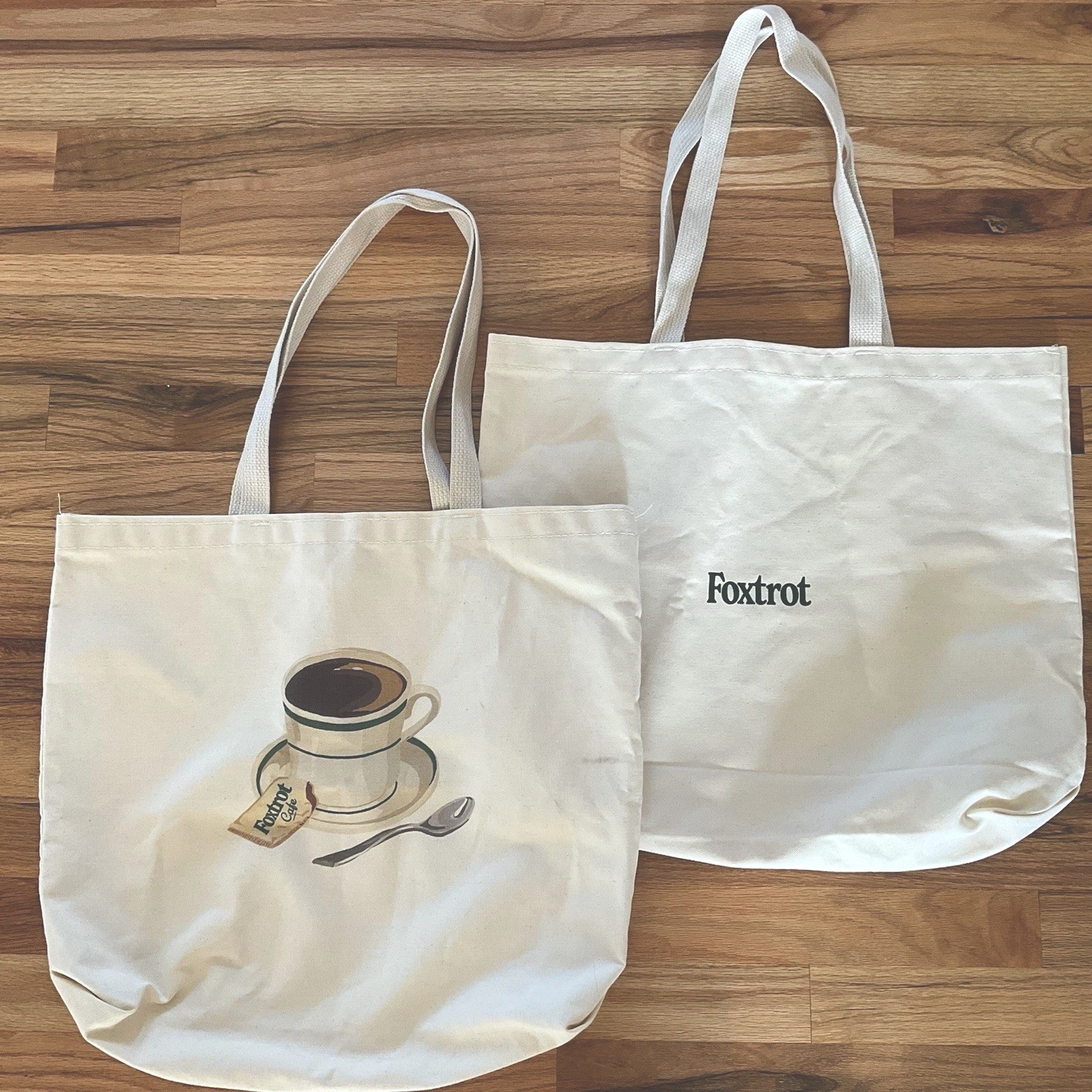 Canvas Totes 2 Foxtrot Chicago Beige Large Reusable Shopping Bags Eco-Friendly