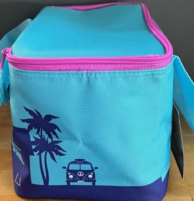 Trader Joes mini insulated bag ice blue with purple zipper