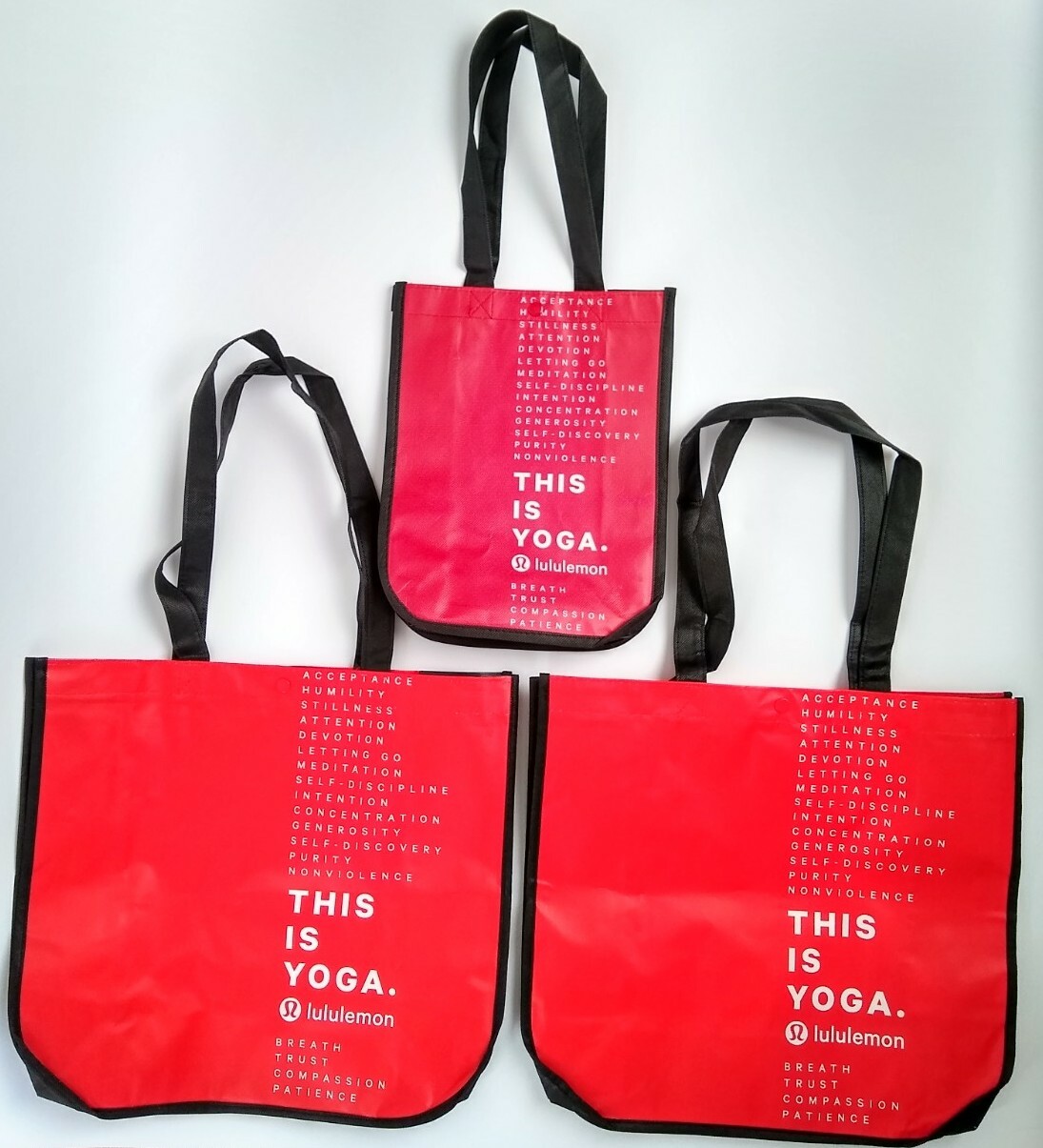 LOT OF 3 Lululemon Small And Large Reusable Shopping Bags 1 small, 2 large