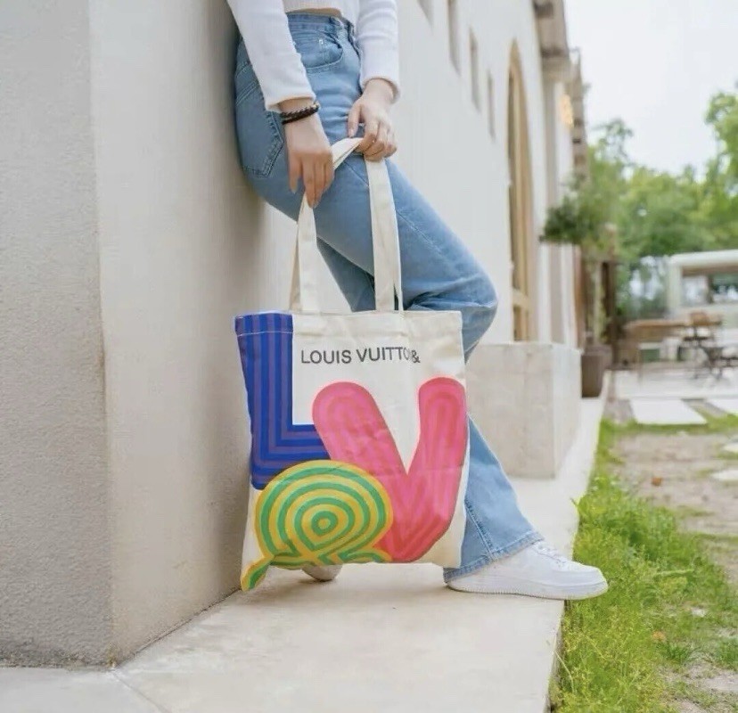 Louis Vuitton Reusable Foldable Canvas Shopping Bag Multicolor All-Over Pattern