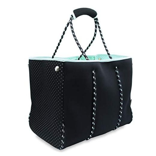 Designer Beach Bag Tote For Women, Men And Kids Large Black/Turquoise
