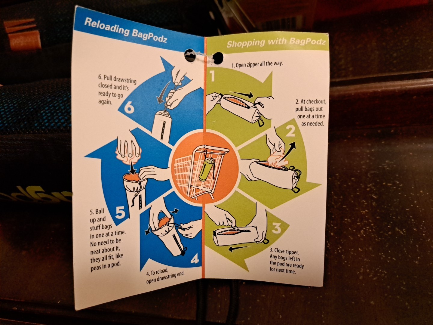 BagPodz 6 Shopping Bags Inside a Compact Pod with Carabiner Clip