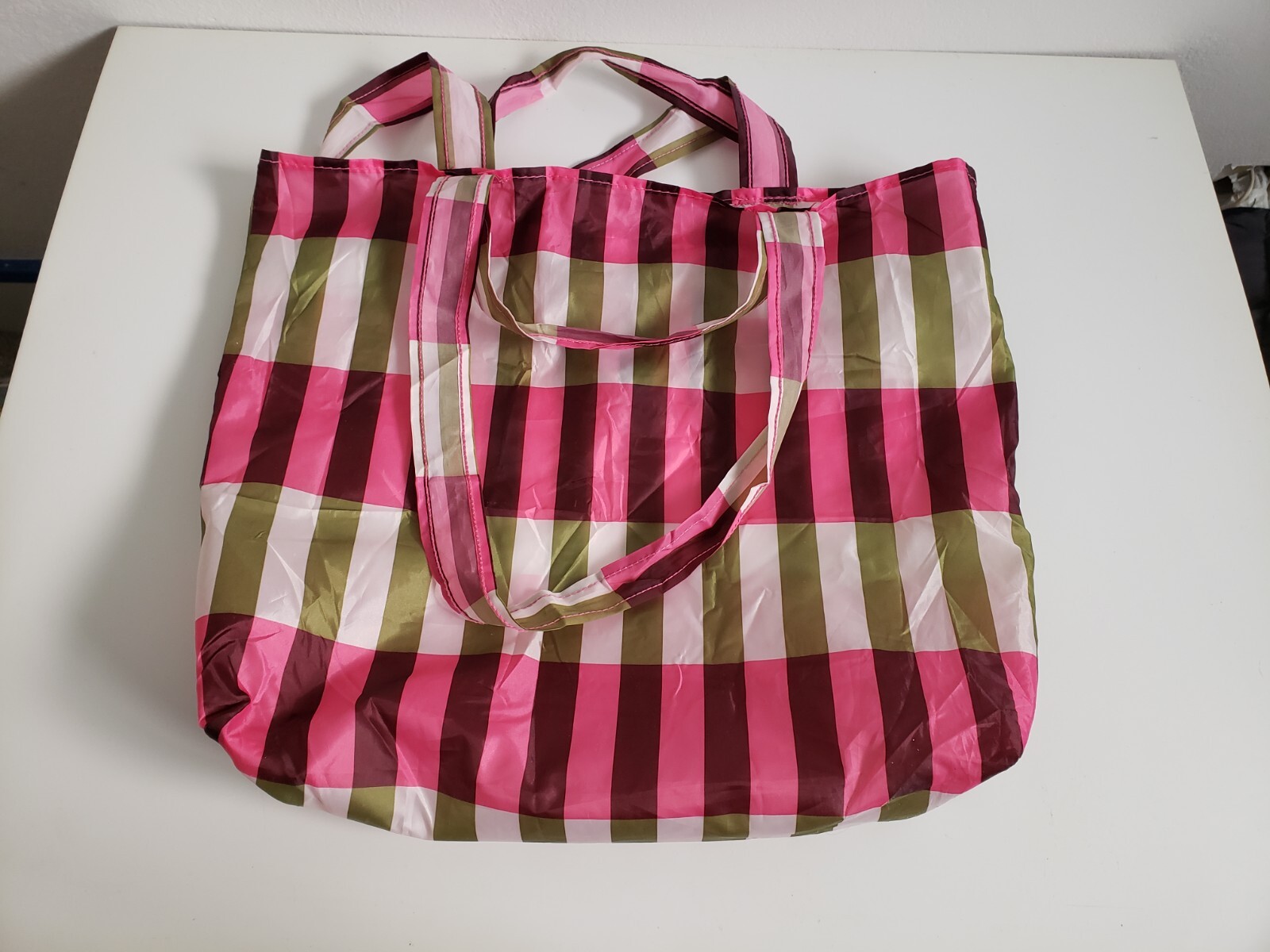 IKEA SKYNKE Striped Small Reusable Bag Pink Red White 104.768.32