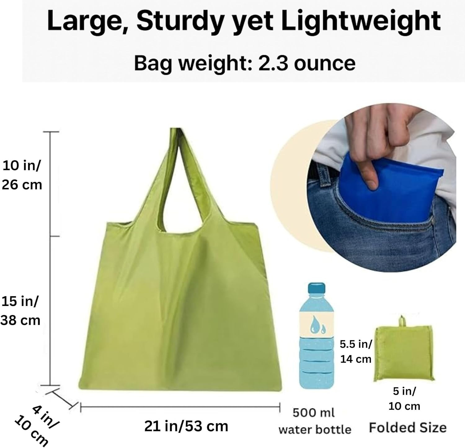 Foldable Reusable Grocery Bags – Heavy Duty 6 Pack with Handles | XL Tote for Wo