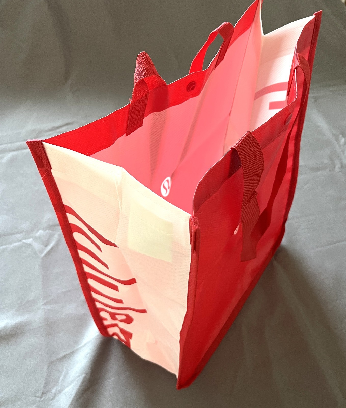 Lululemon Large Red And White Logo Reusable Shopping Bag