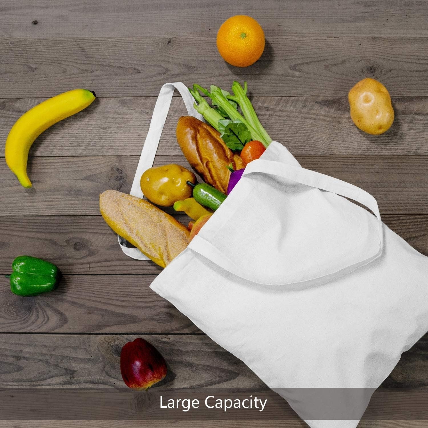 12-Pack Economical 16″x15″ White Cotton Tote Bag, Lightweight Medium Reusable…