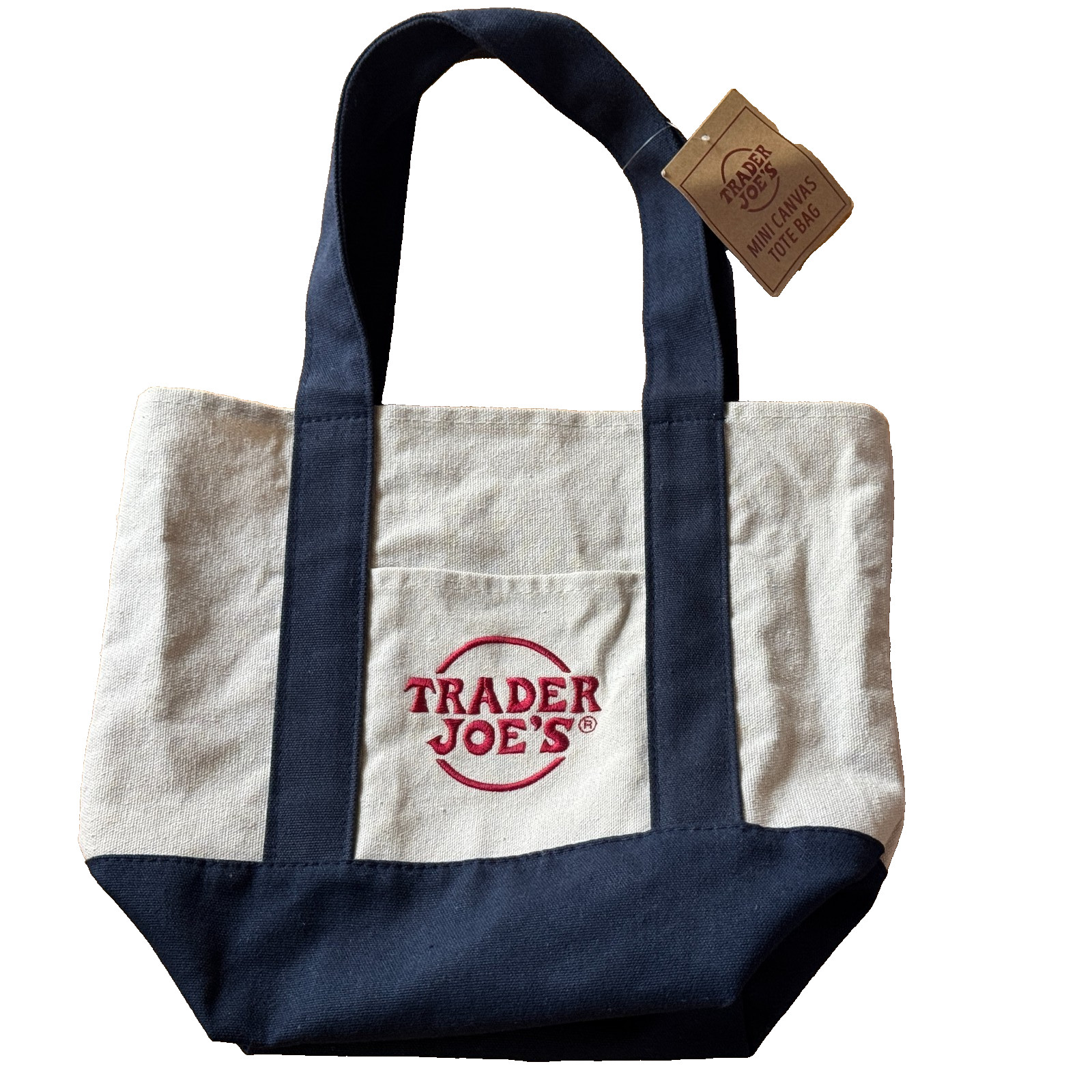 Trader Joe’s 2024 Mini Canvas Reusable Tote Bag, Navy Blue
