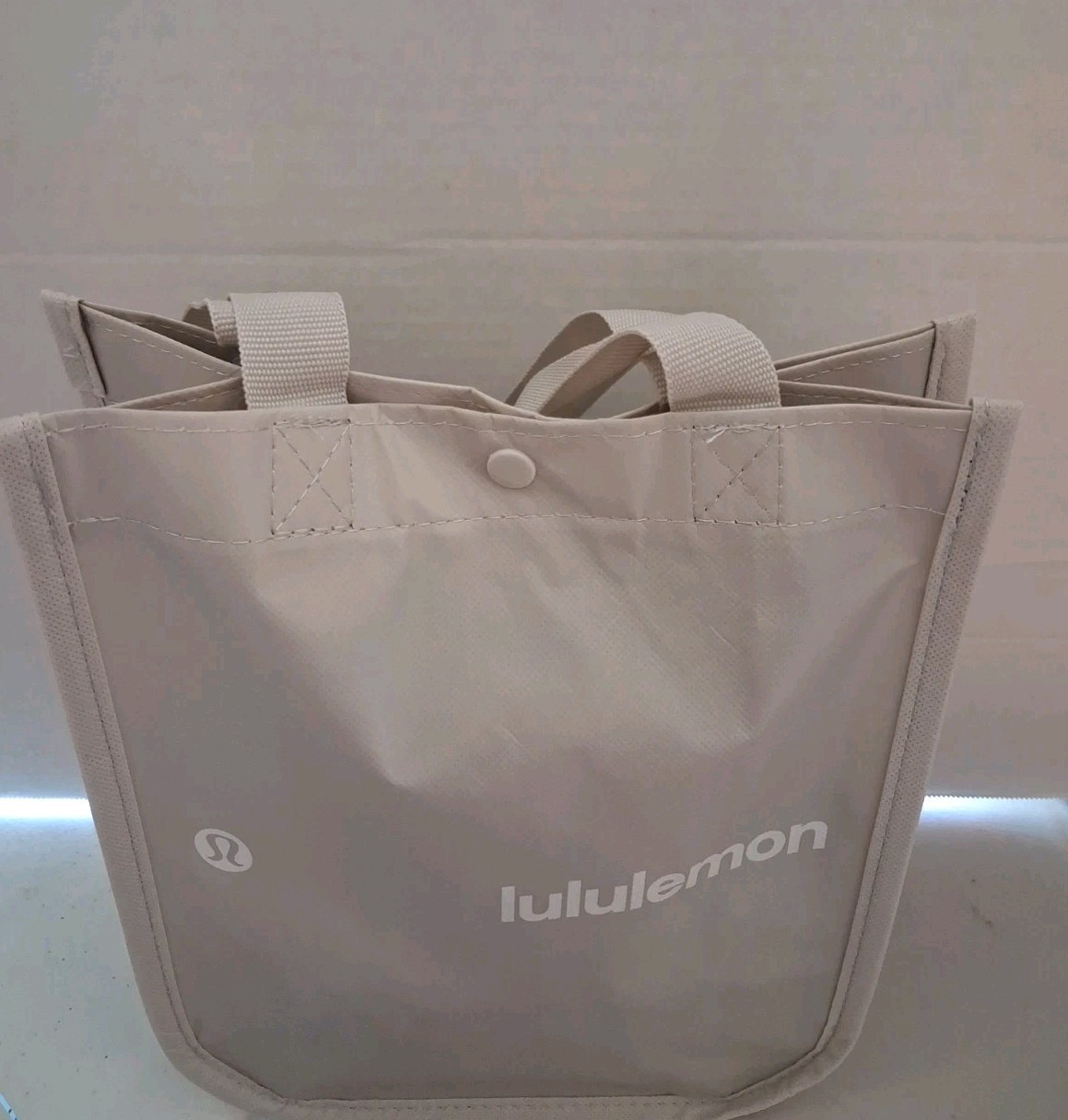 Lululemon Small Reusable Shopping Tote Lunch Bag Gray New Double Handles
