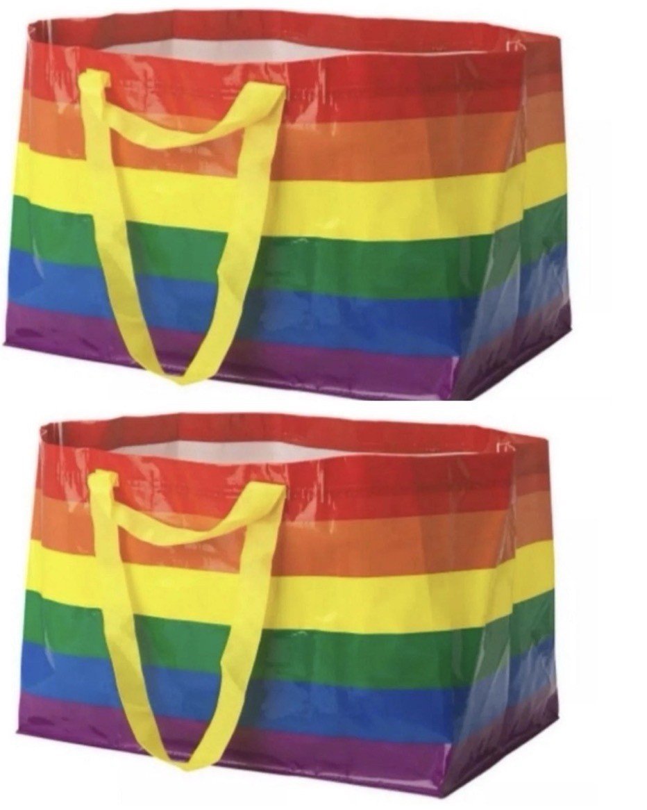 2 Large Rainbow 🌈 IKEA Bags Pride Queer Month Sturdy Shopping Storage Donate