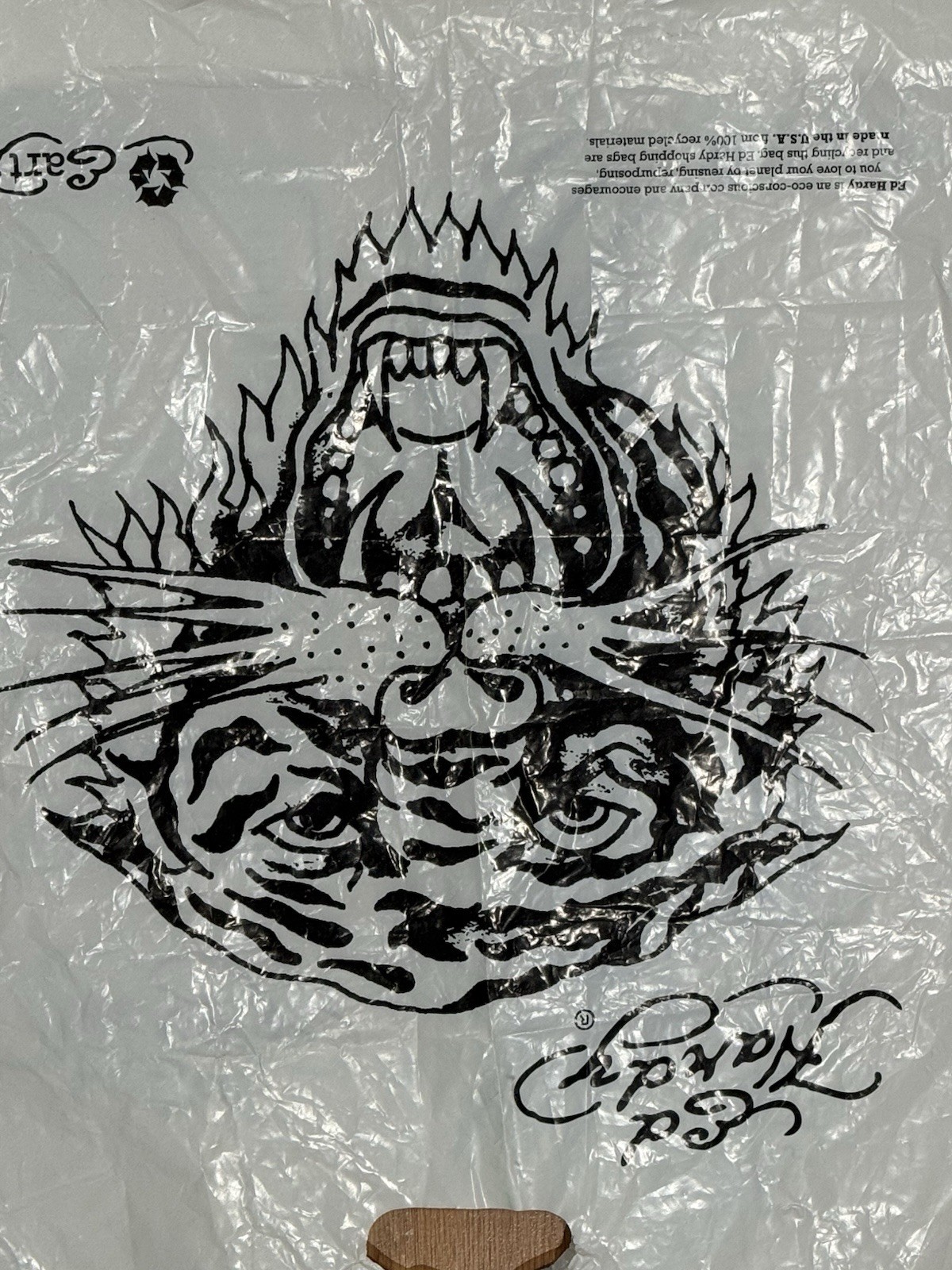 Y2K Vtg Ed Hardy Tiger / Koi Fish Reusable Bag Reversible Plastic Shopping