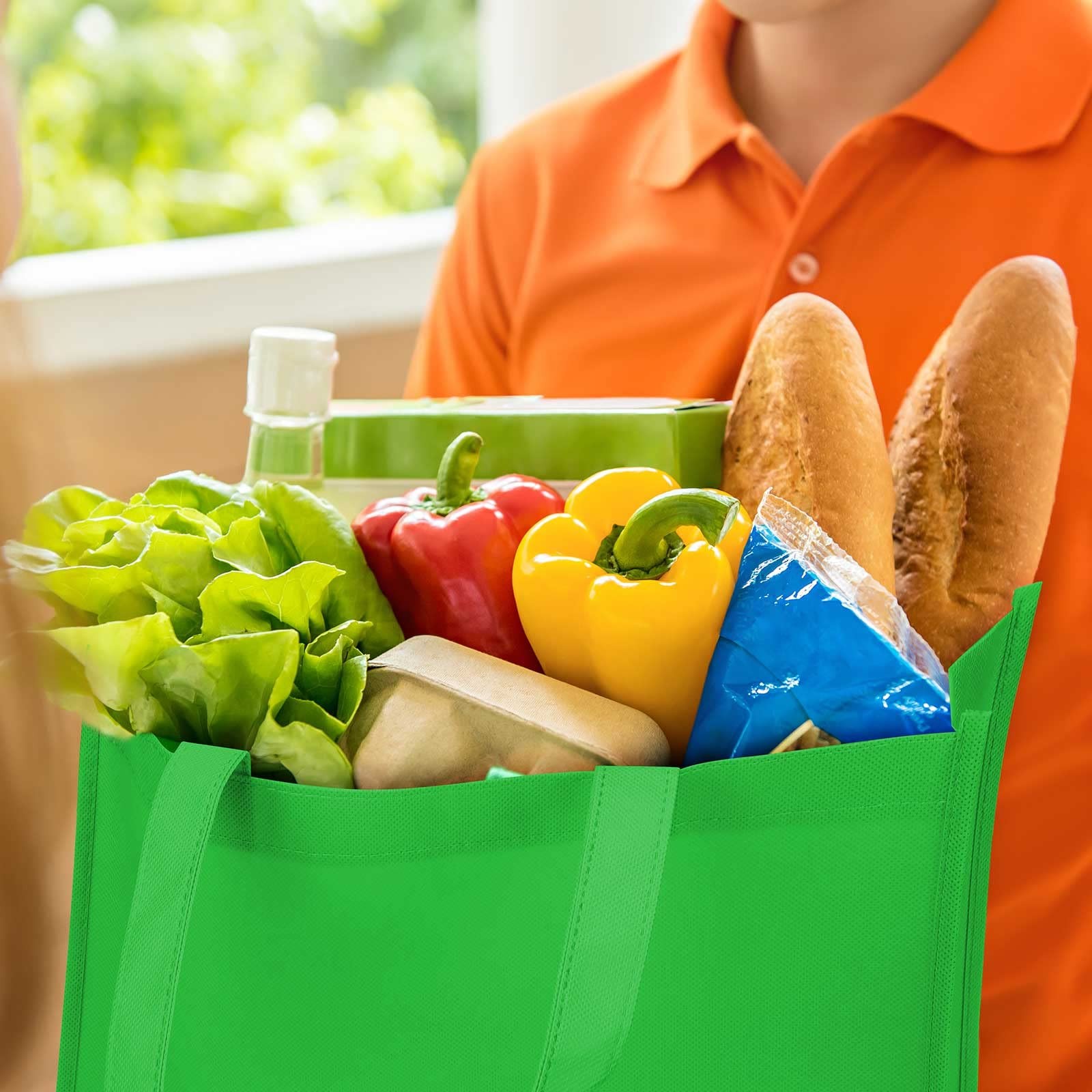 80 Pieces Reusable Grocery Bags Bulk Non Woven Tote Bags Multicolor Gift Shop…