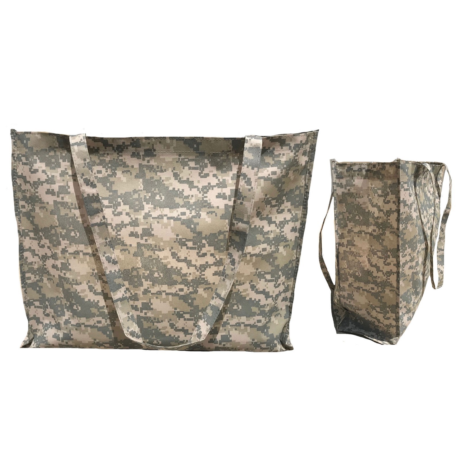 Large Reusable Grocery Shopping Totes Bags Gusset Digital Camo Camouflage 20×16″