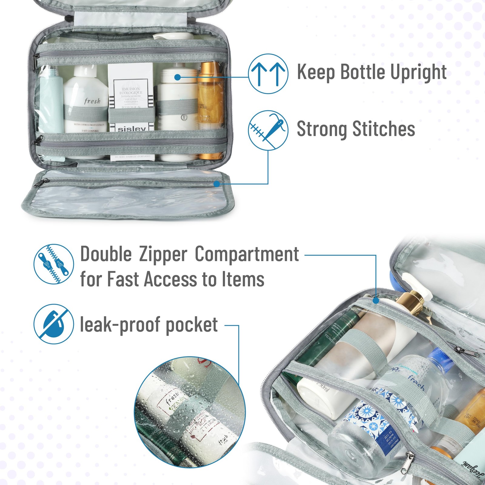 Ms. Pen- Travel Toiletry Bag Organizers, Teal, Makeup for Teal