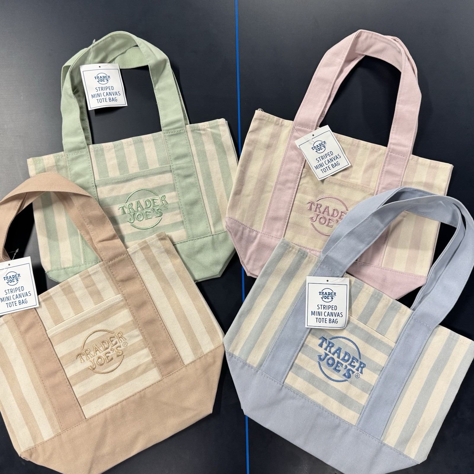 Trader Joe’s Striped Mini Canvas Tote Bag Collection – Set of 4
