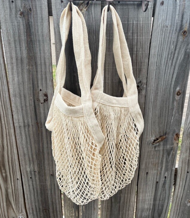Netting Farmers Market Bags Reusable Grocery Cotton Mesh Tote Bags – Set Of 2