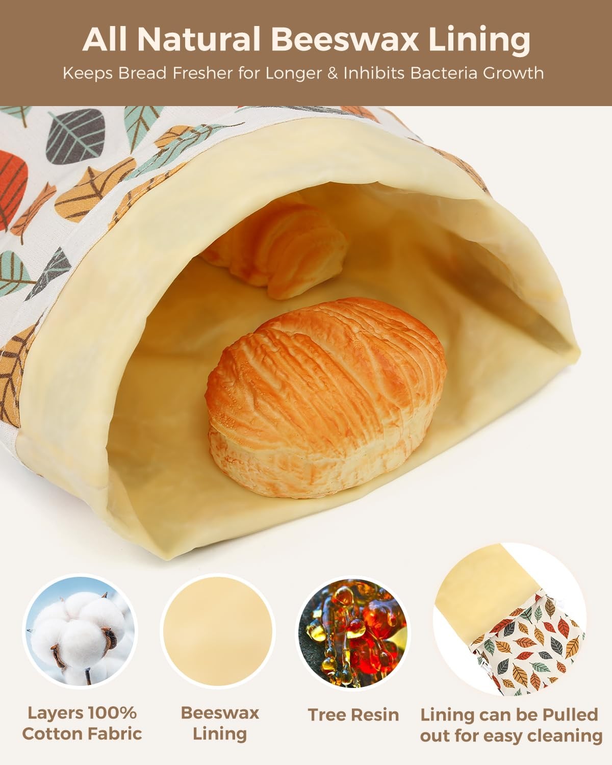 Beeswax Bread Bags for Homemade Bread,Reusable Large