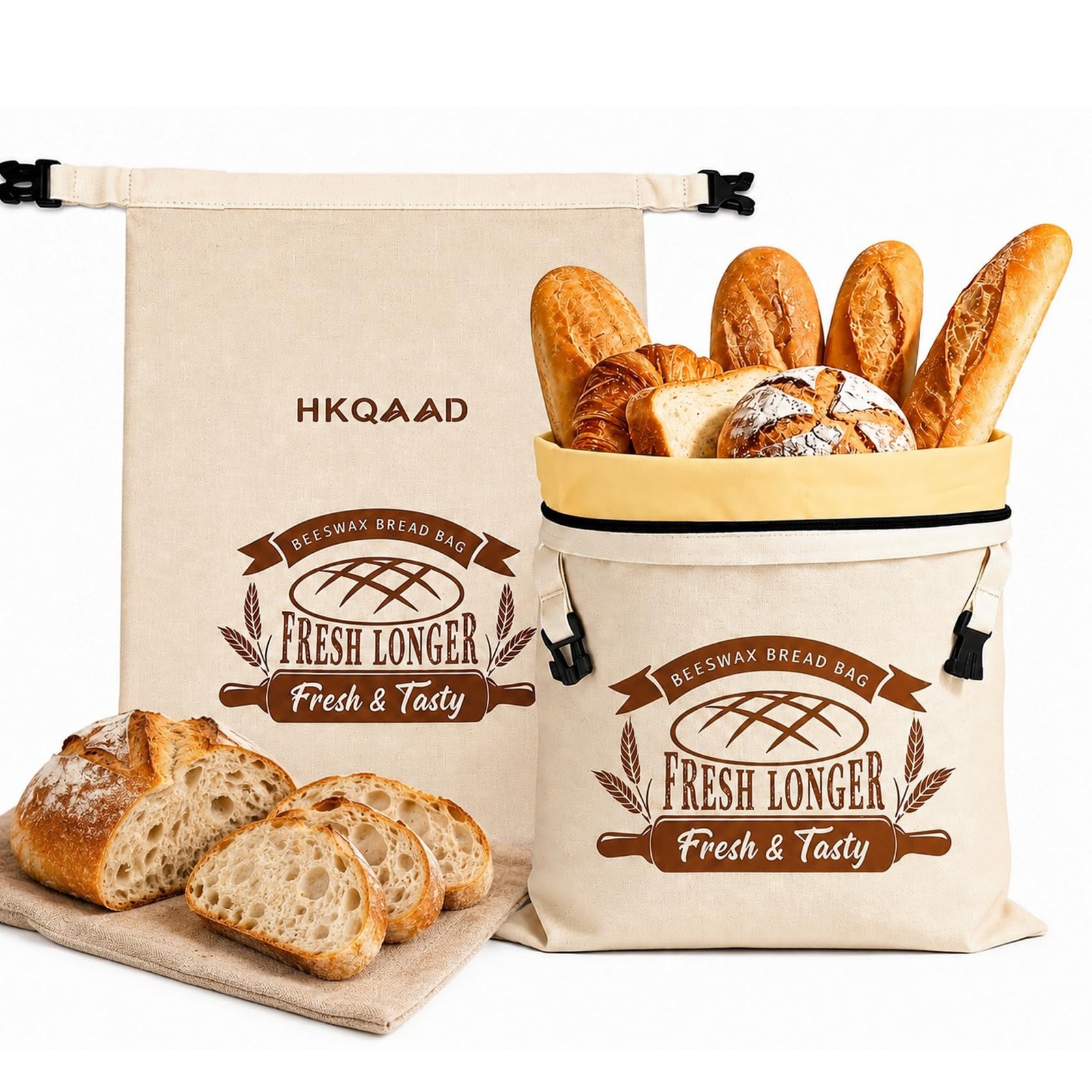 2 Pack Beeswax Bread Bags for Sourdough Homemade 13×17 inches, off-white