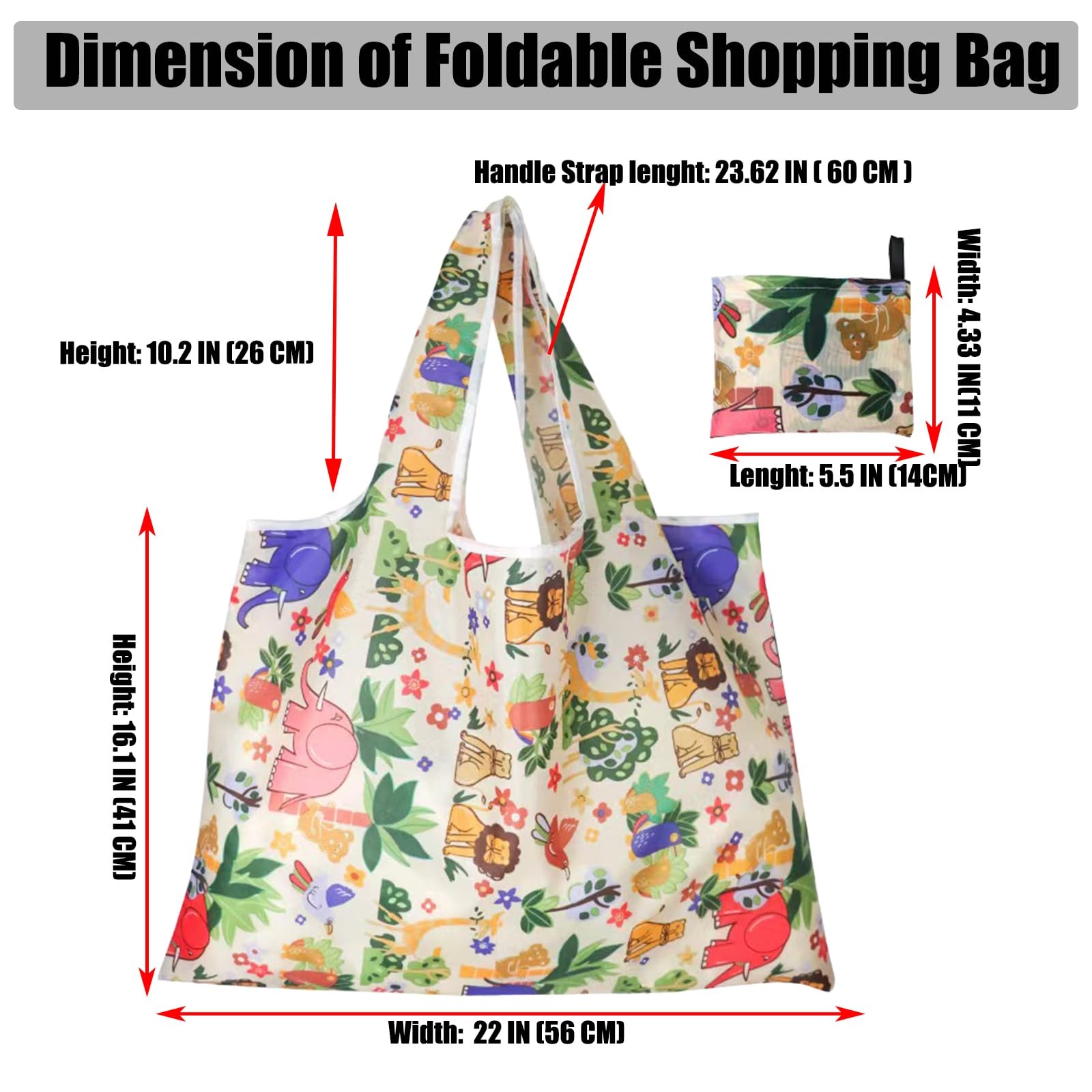 Reusable Shopping Bags 210D Nylon Waterproof Foldable Grocery Tote 5 PCS