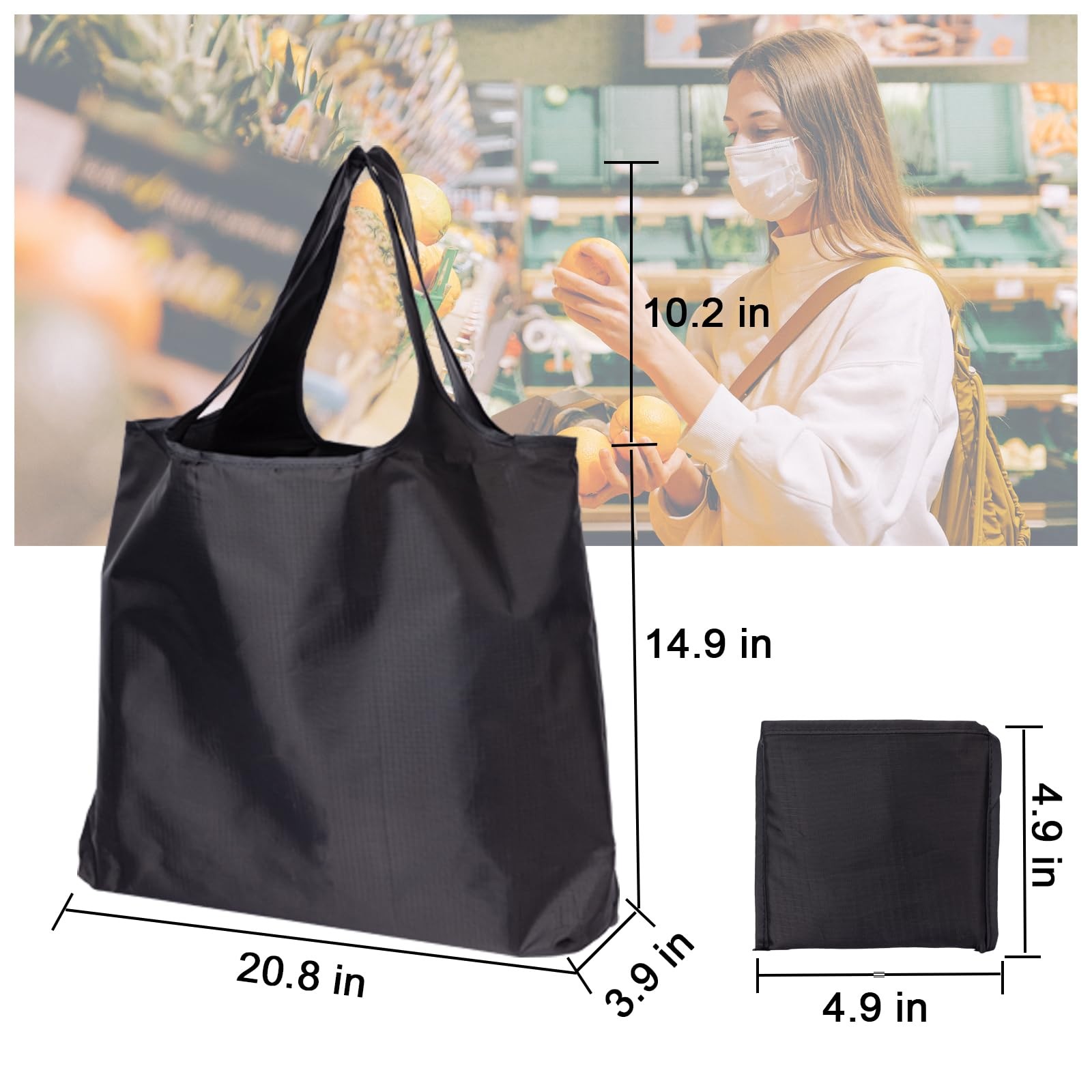 Reusable Grocery Bags with Handles 45LBS Waterproof Ripstop 10 Pack Reusable …