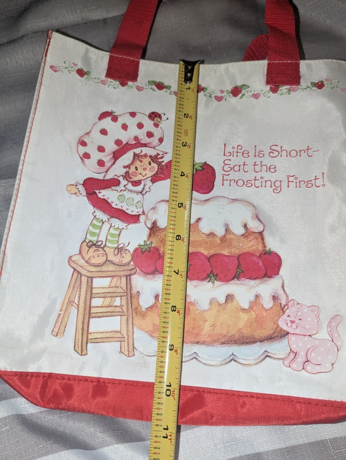 Strawberry Shortcake Reusable Shopping Bag Foldable Red Character Print PVC