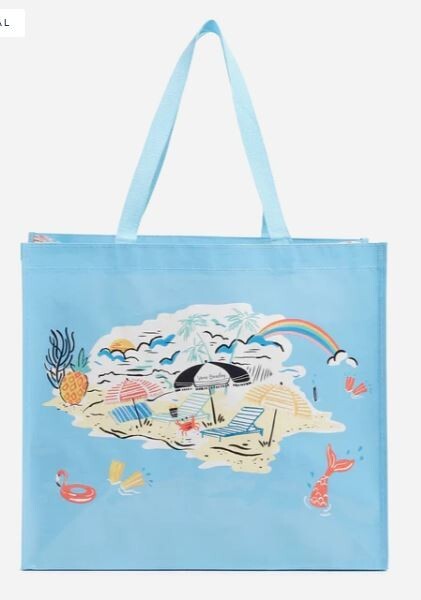 Set of 2 Vera Bradley Large Market Tote NWT in Beach Treasures Blue 17 x 15 x 9″