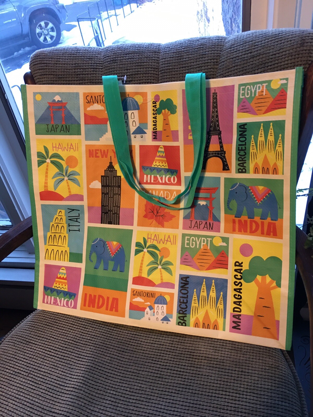 Travel Destination~NY PARIS EGYPT MEXICO Reusable Shopping Bag EcoTote Marshalls