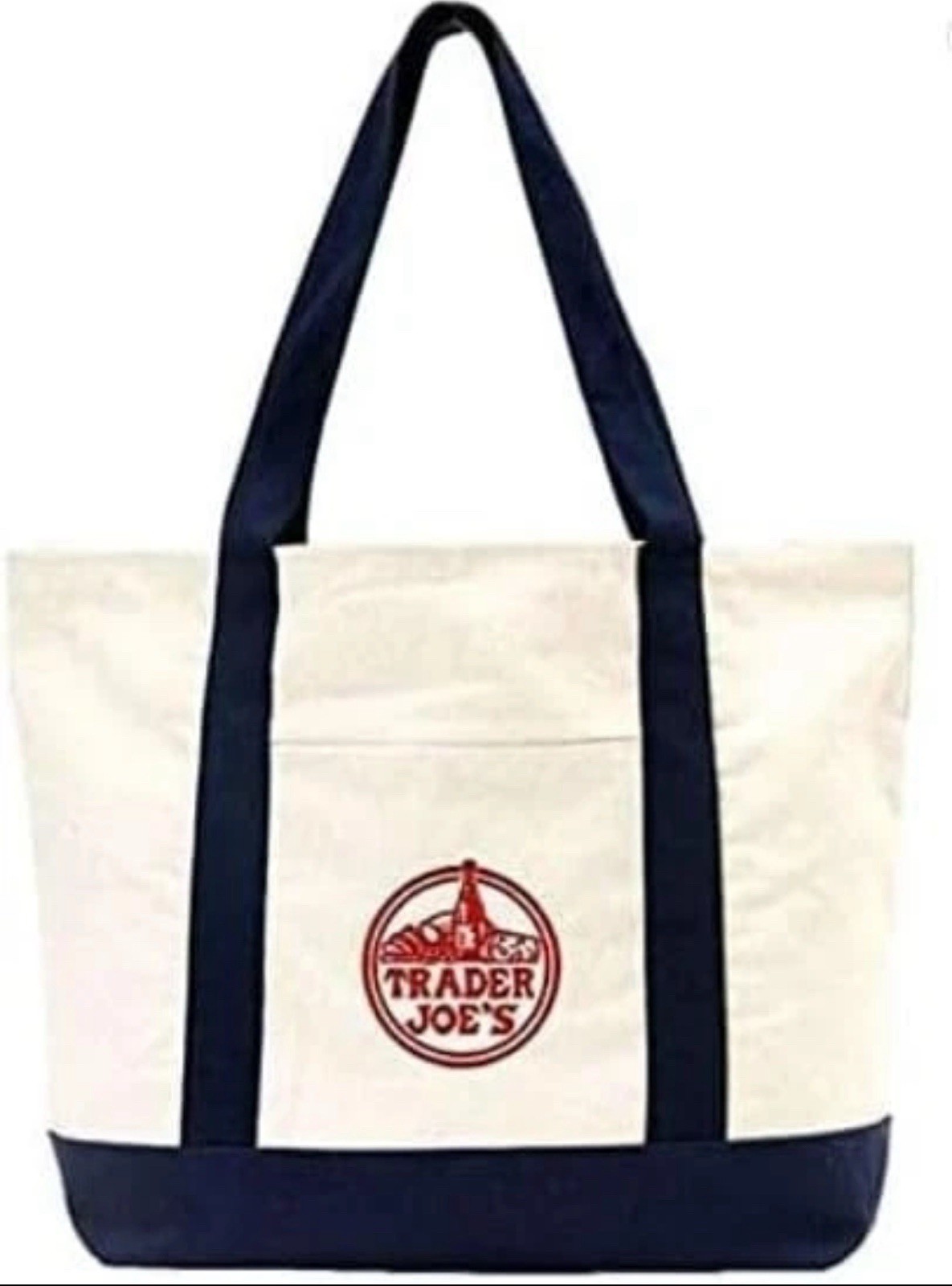 Trader Joe’s Canvas Tote Shopping Bag -LARGE CLASSIC NAVY+10 ITEMS+FREE SHIPPING