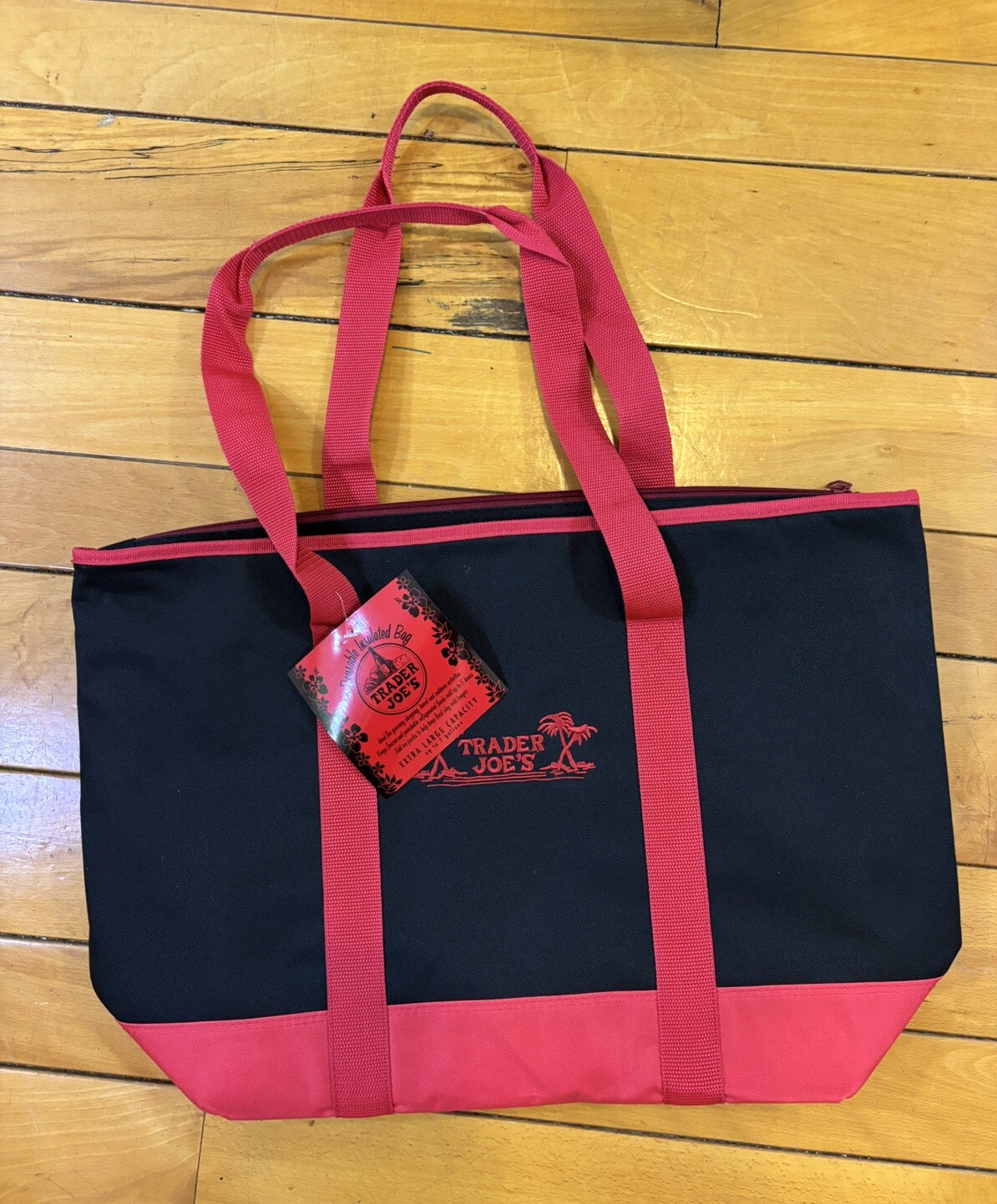 BRAND NEW Trader Joe’s Cooler Bag Large 7 Gallon Black Red Insulated Reusable