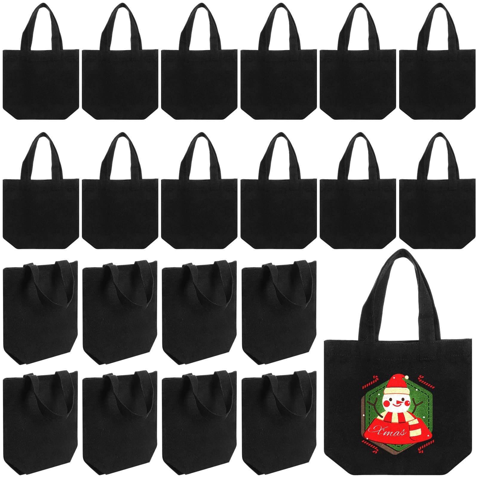 GliCraft 24 Pcs Mini Canvas Tote Bags Small Tote Bags Bulk Reusable Gift with