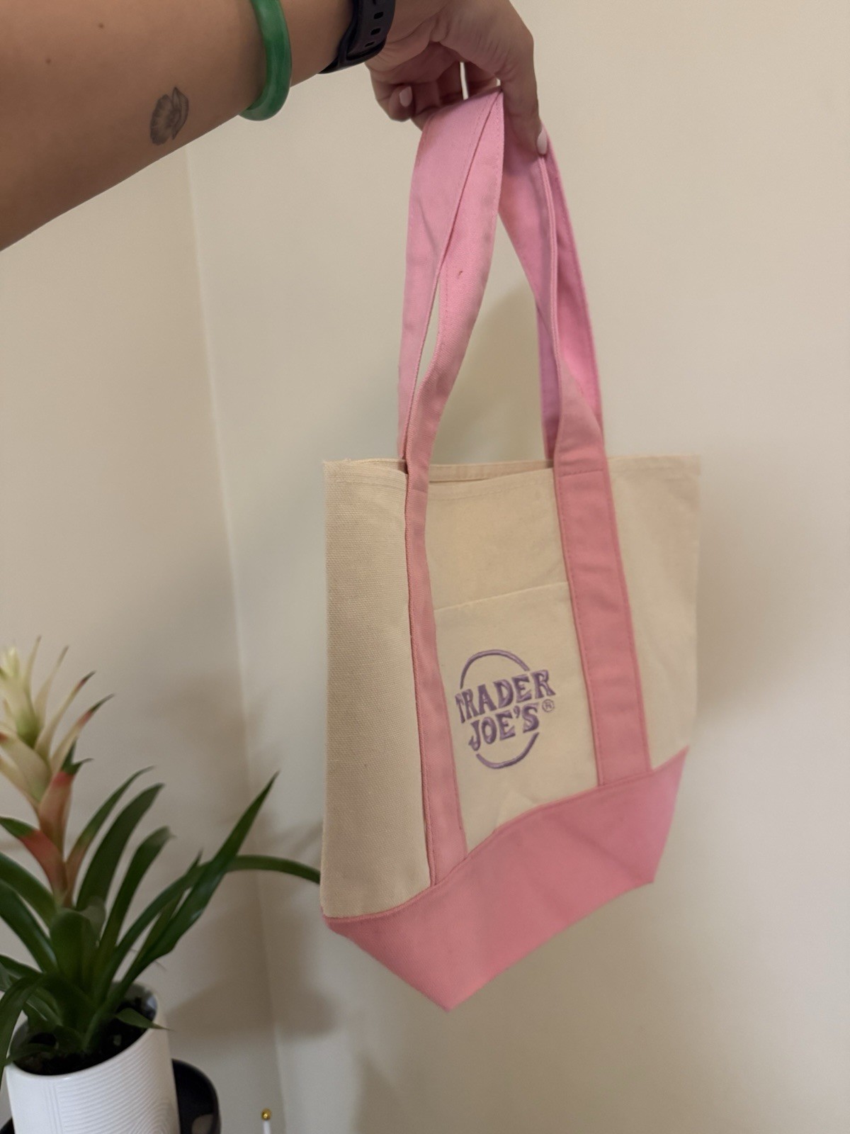 Two Trader Joe’s Mini Totes in Pastel color / Reusable 13x6x10