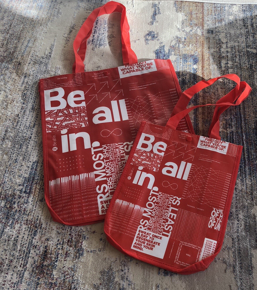 LOT OF 2 Lululemon Small And Large Reusable Shopping Bags Tote New