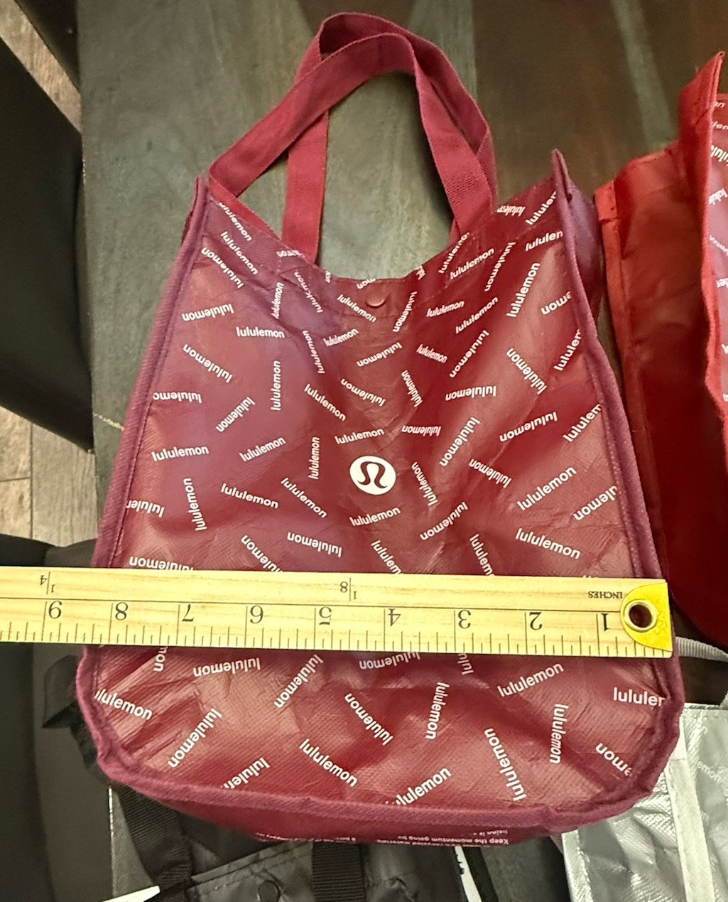 Lululemon Lunch Tote Bag Reusable Small Red, Small Black Silver Bags Lot of 5