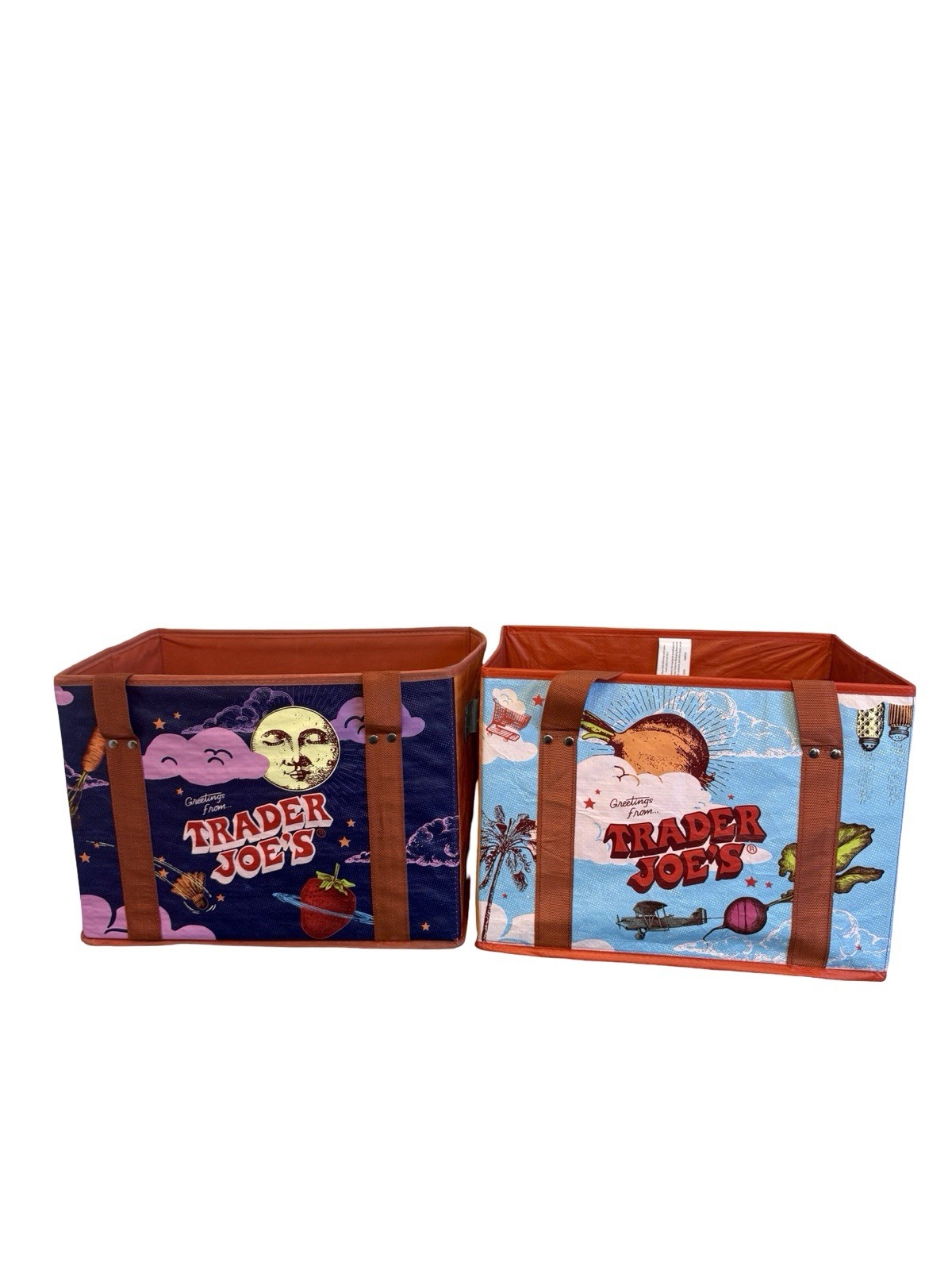Trader Joe’s Reusable Grocery Shopping Tote Bag Set of 2 Foldable Space Celestia