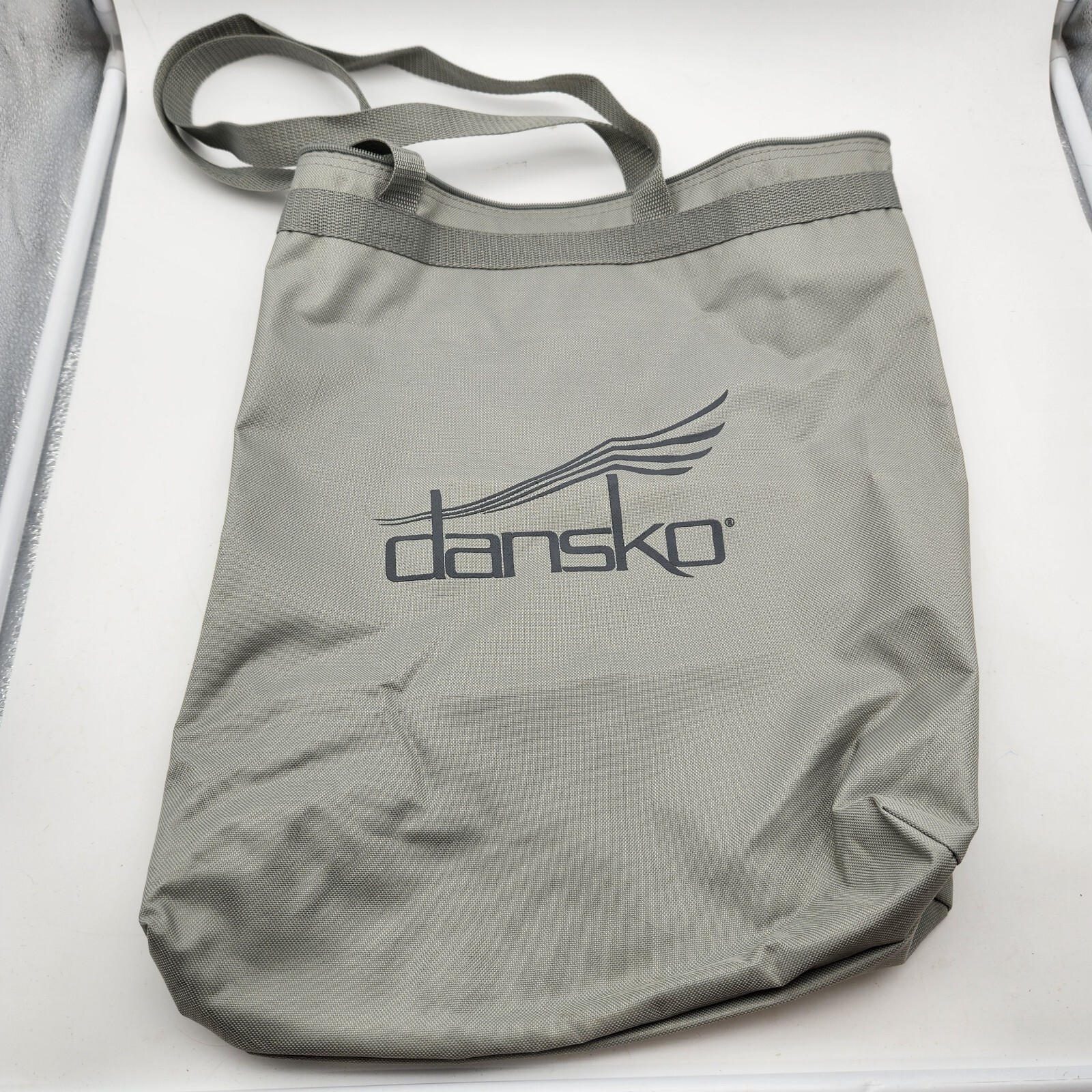 Dansko Logo Tote Shoe Bag Gray Workout Double Handles 16″x13″x4″