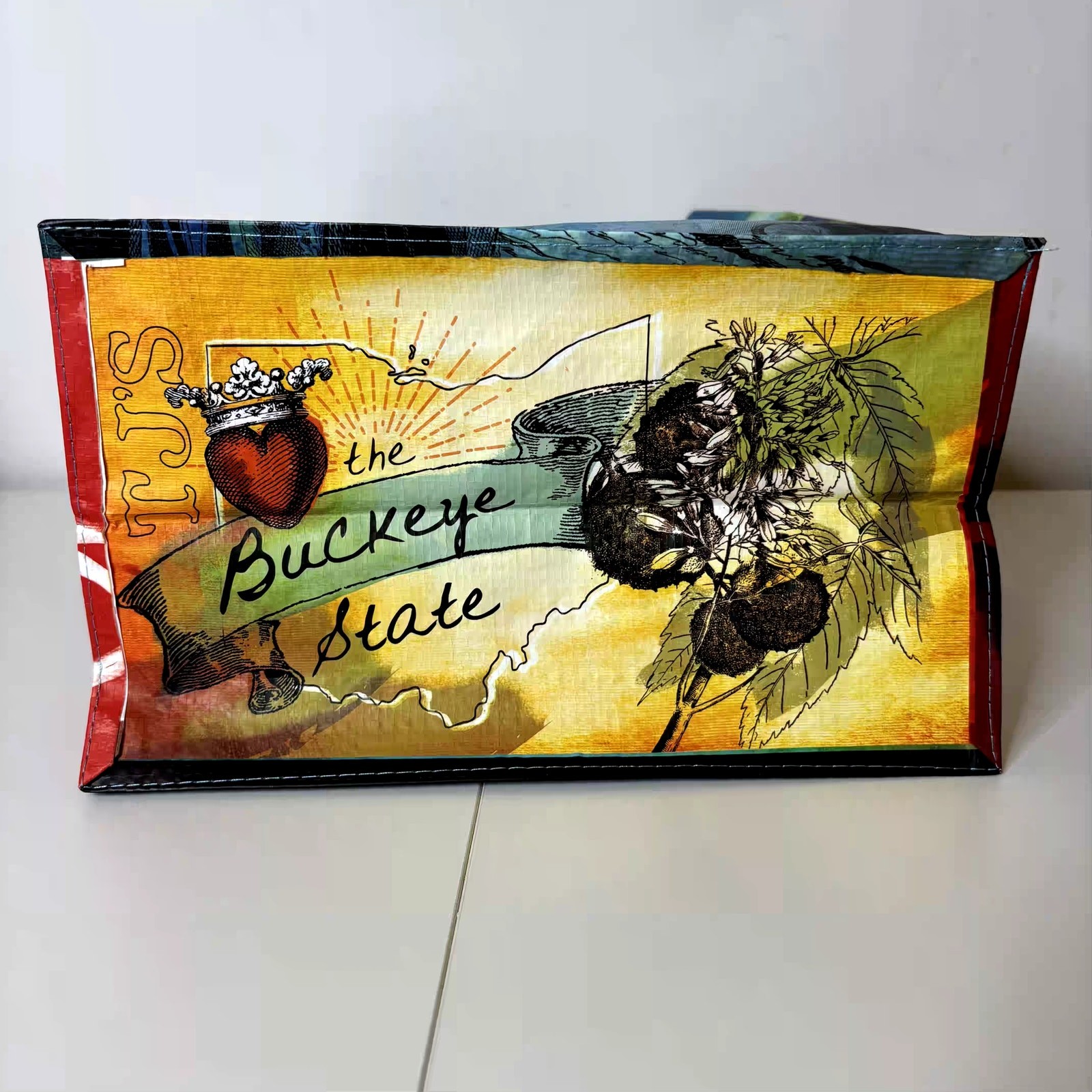 Trader Joe’s Ohio Buckeye State Tote Bag Reusable Shopper Plane Rock n Roll NWT!